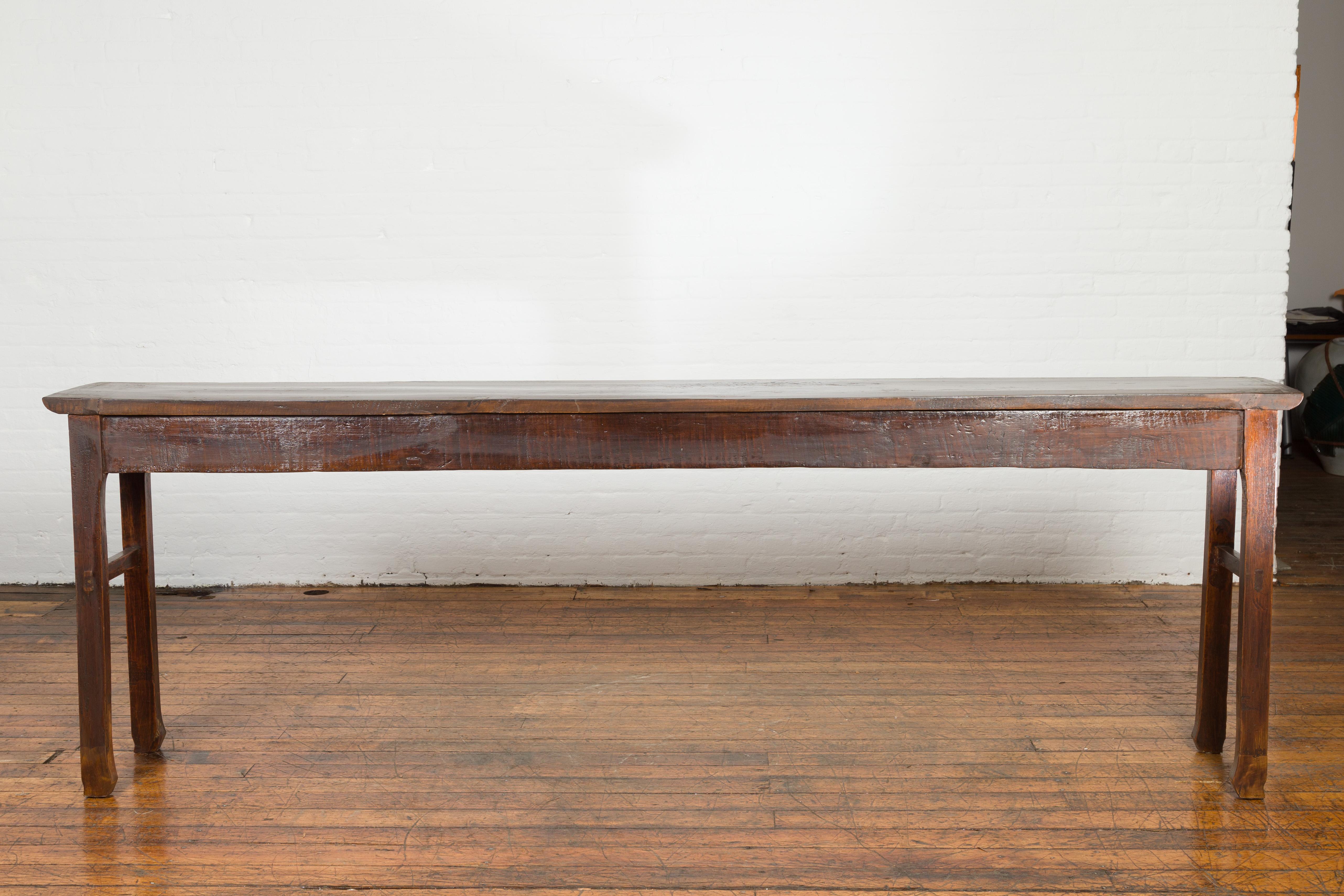 Chinese Qing Dynasty 19th Century Long Altar Console Table with Original Patina 7