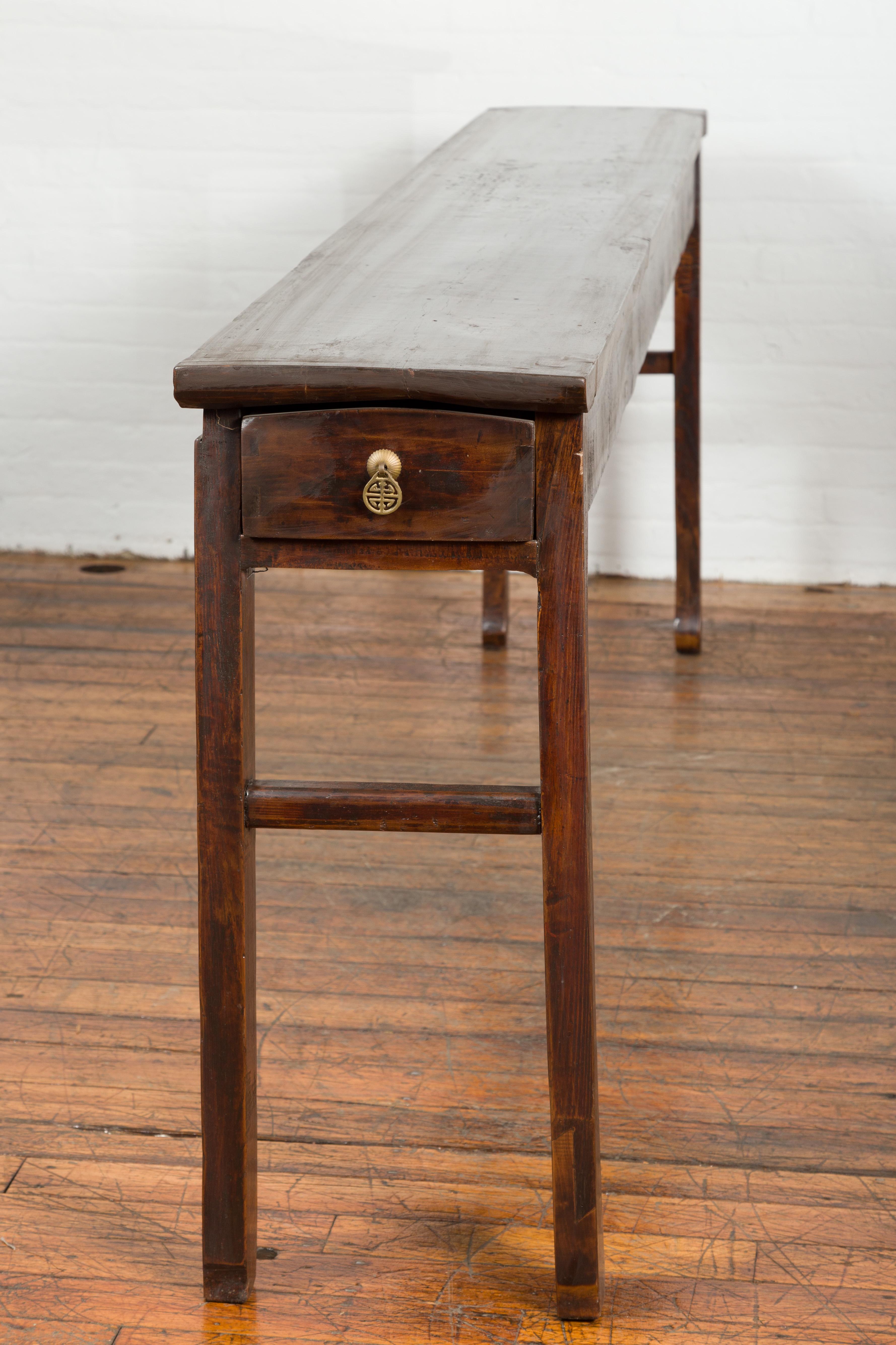 Chinese Qing Dynasty 19th Century Long Altar Console Table with Original Patina 8