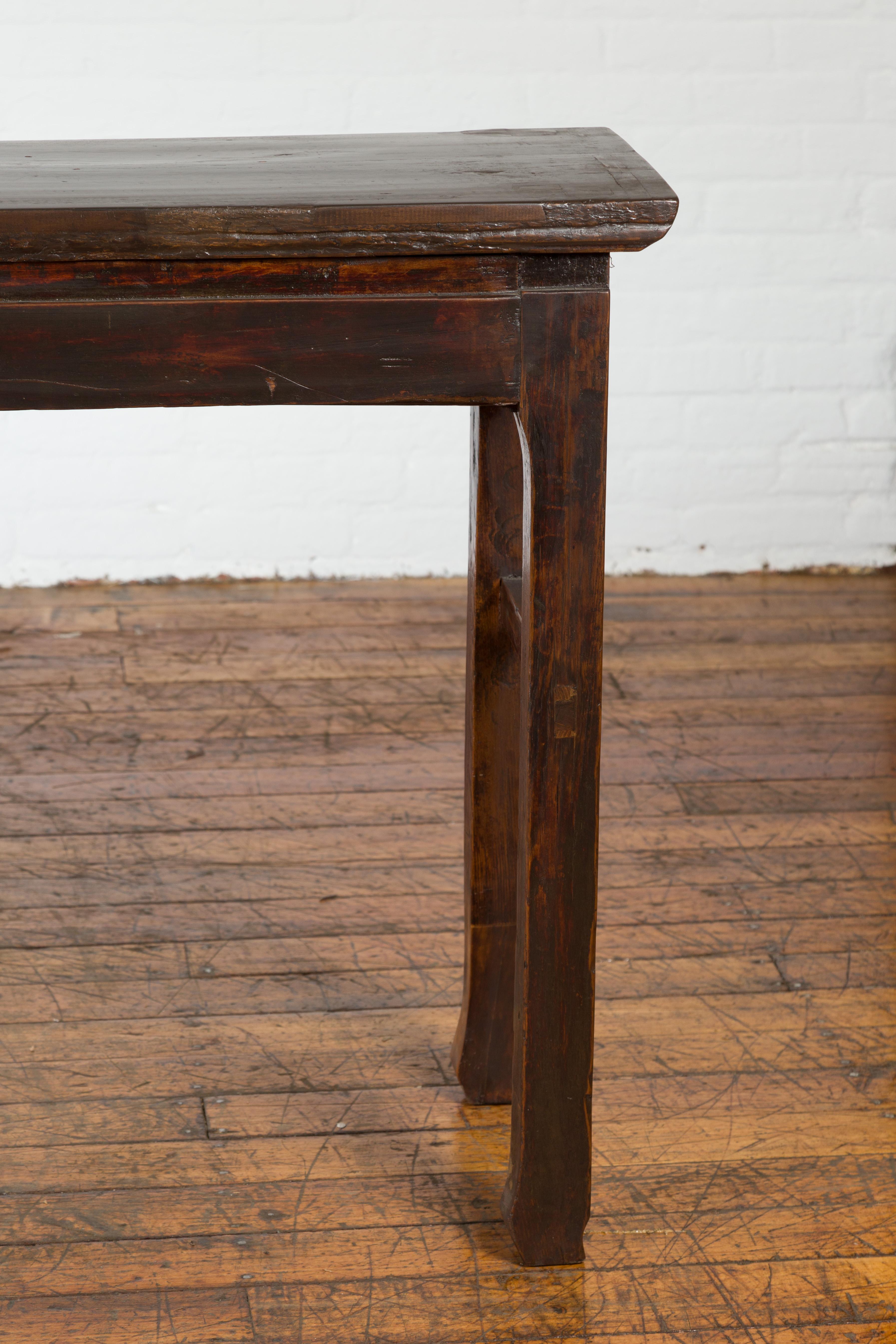 Chinese Qing Dynasty 19th Century Long Altar Console Table with Original Patina 1