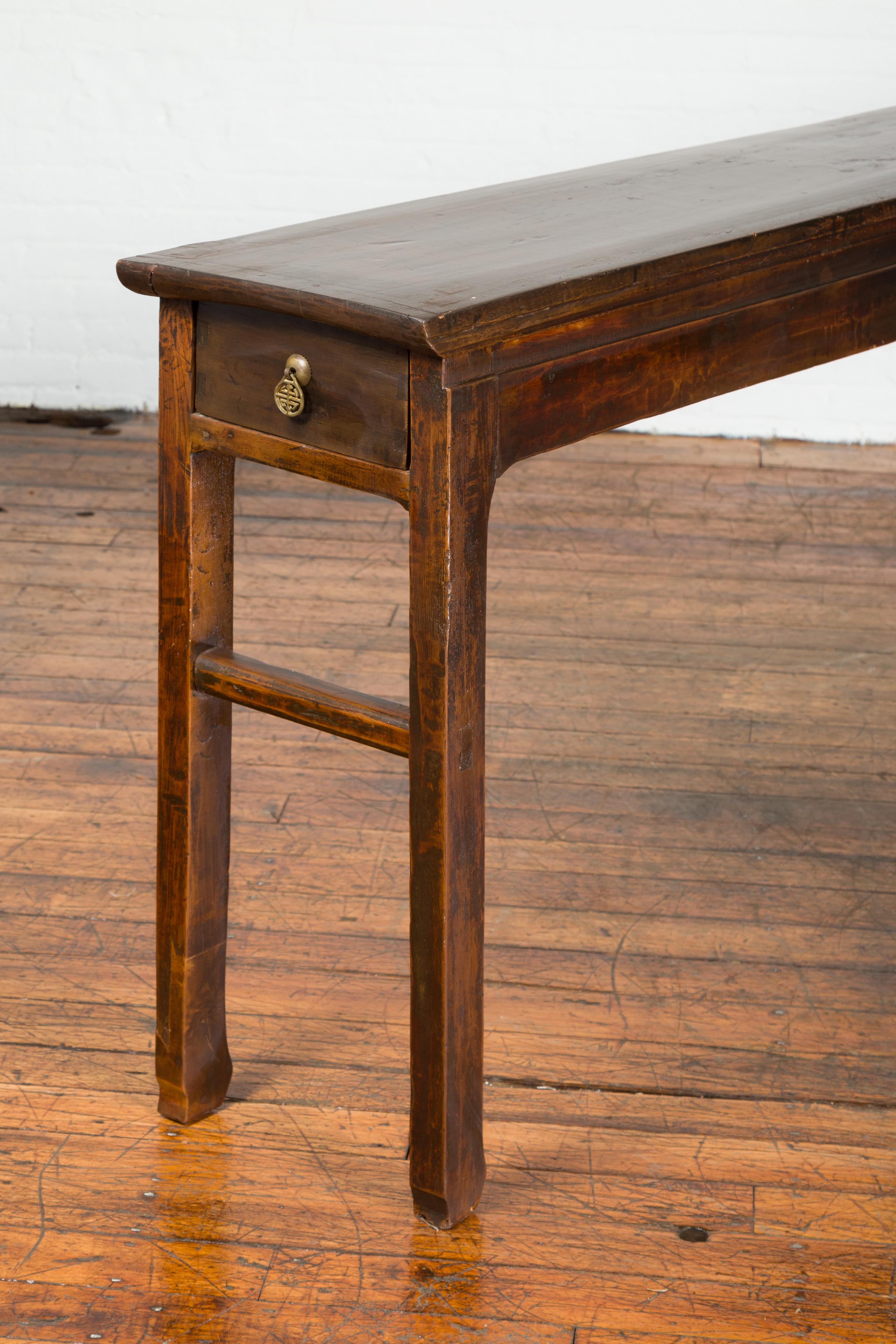 Chinese Qing Dynasty 19th Century Long Altar Console Table with Original Patina 4