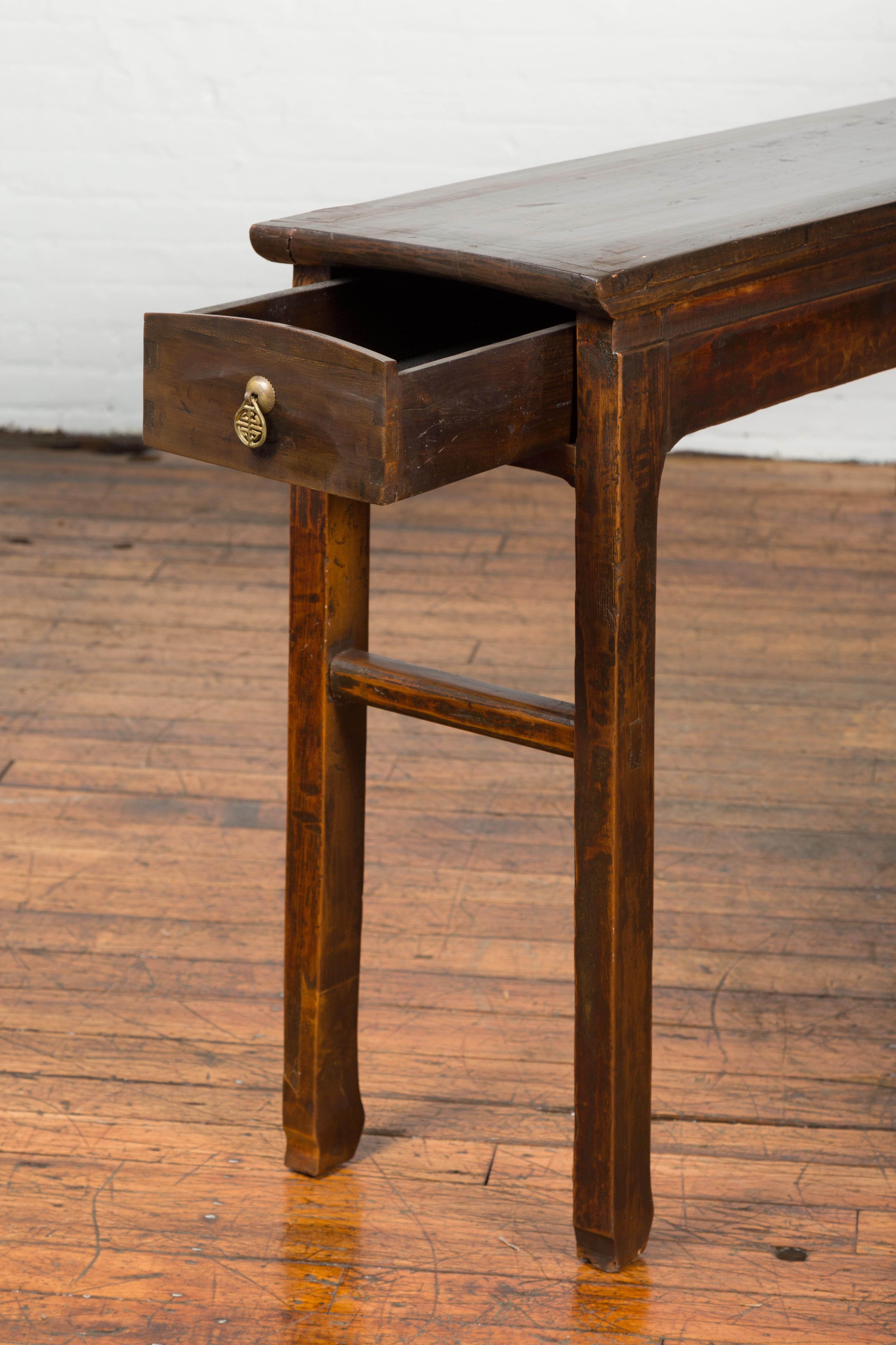 Chinese Qing Dynasty 19th Century Long Altar Console Table with Original Patina 5