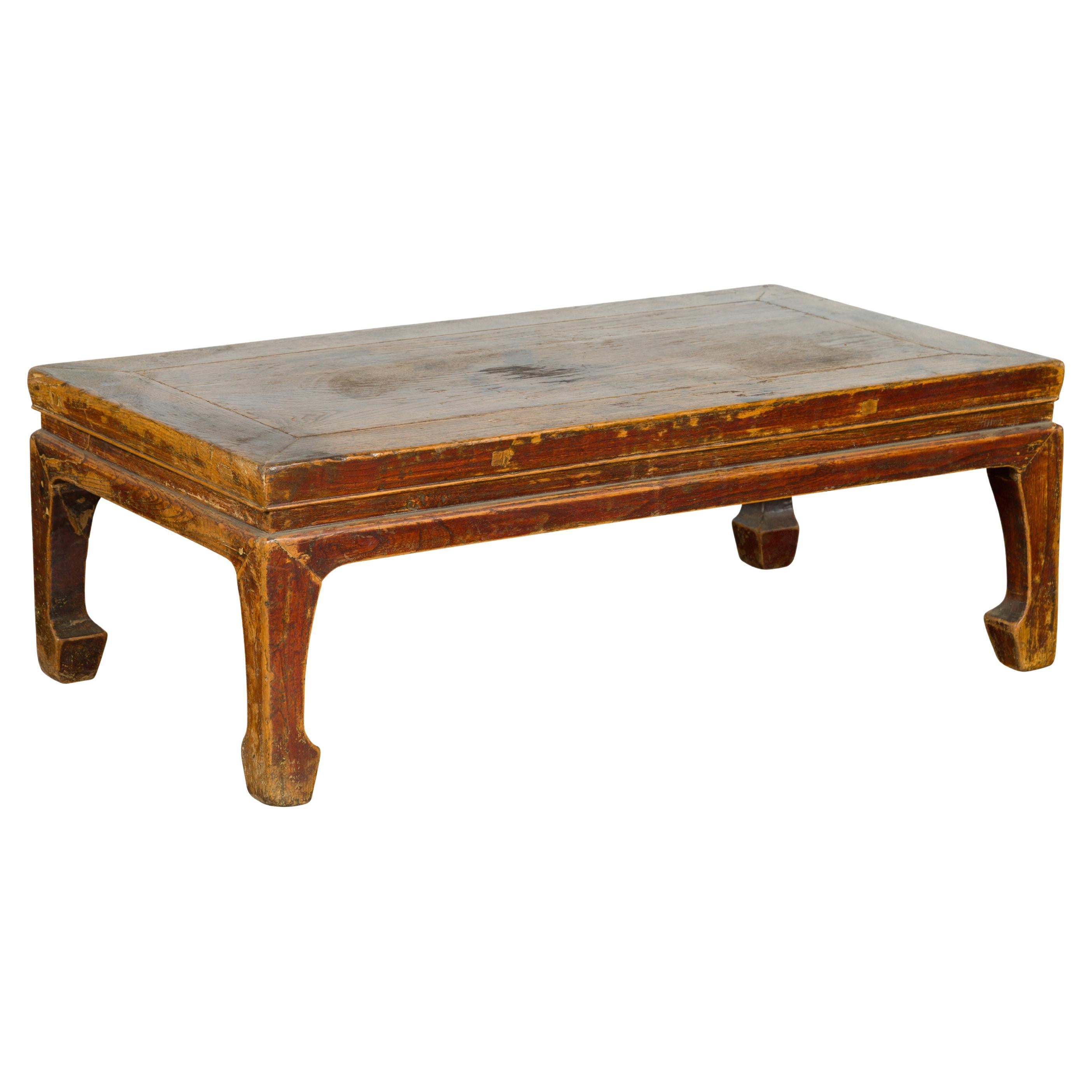 Chinese Qing Dynasty 19th Century Low Coffee Table with Distressed Patina For Sale