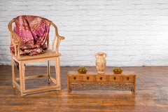 Chinese Qing Dynasty 19th Century Low Kang Cabinet with Carved Scrolling Apron