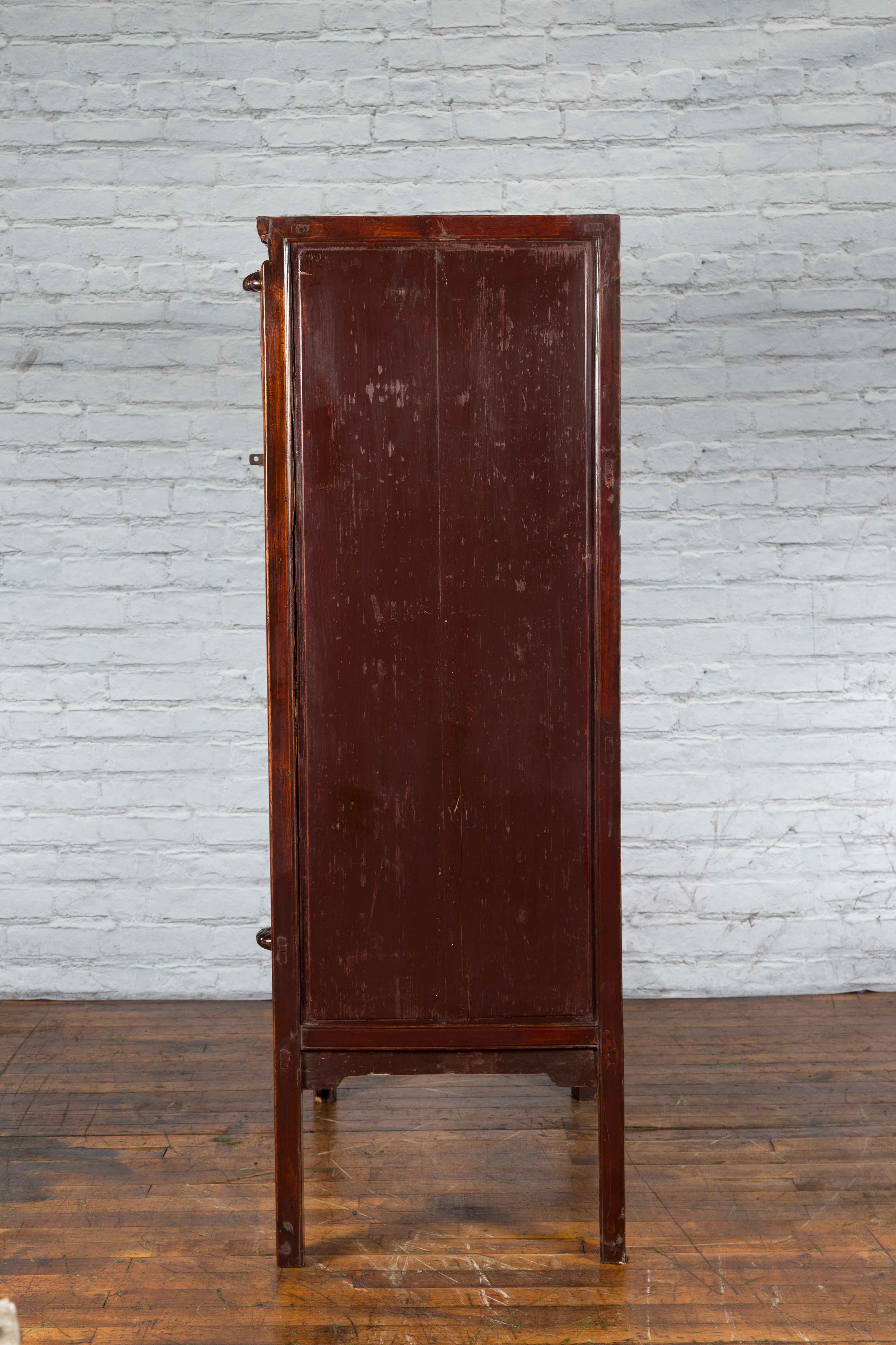 Chinese Qing Dynasty 19th Century Ningbo Cypress Cabinet with Brass Hardware For Sale 12