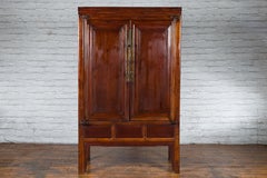 Qing Dynasty 19th Century Ningbo Cypress Cabinet with Brass Hardware