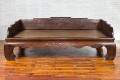 19th Century Qing Dynasty Opium Daybed with Rattan Top and Removable Railings