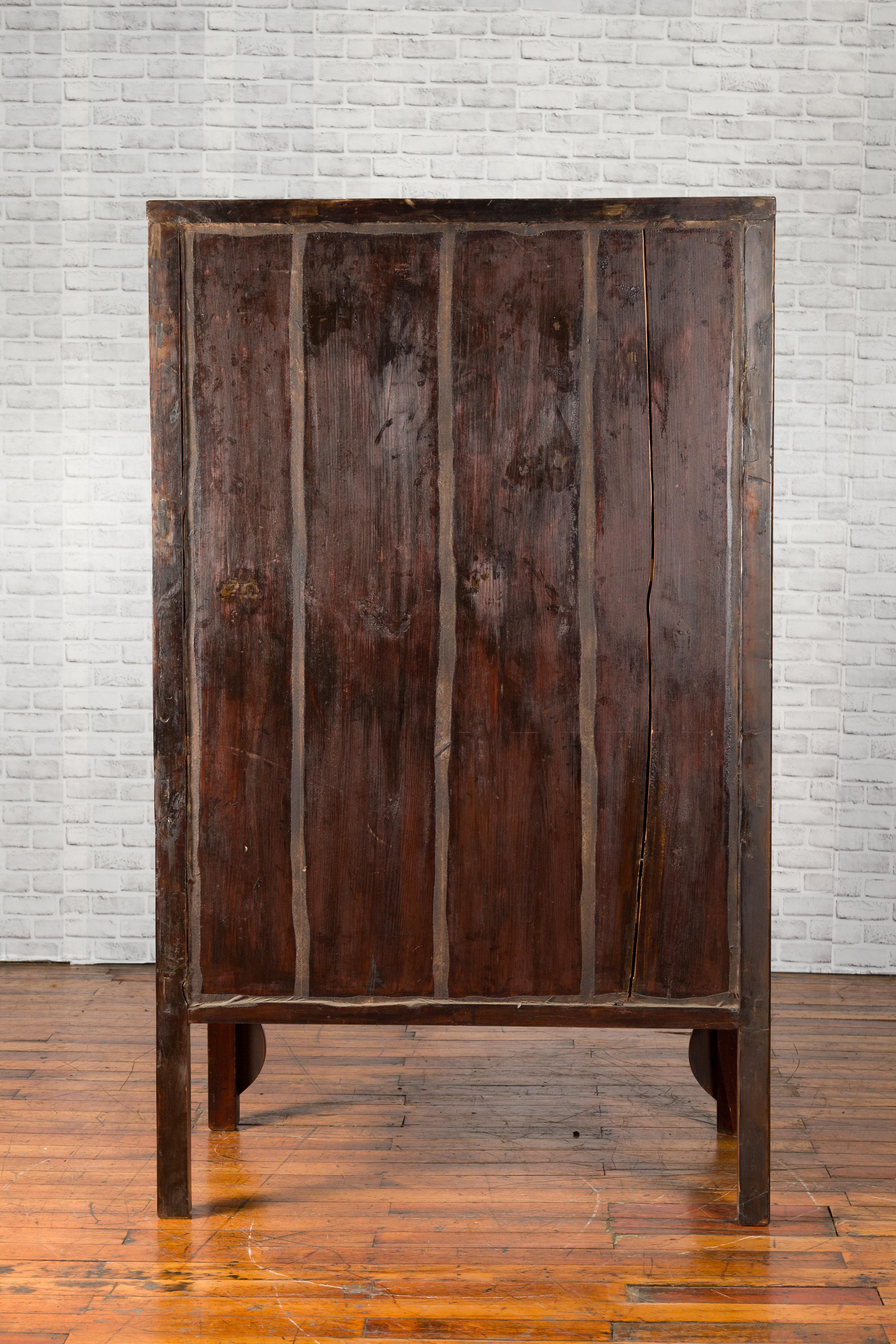 Chinese Qing Dynasty 19th Century Red Lacquer Wedding Cabinet with Butterflies 7