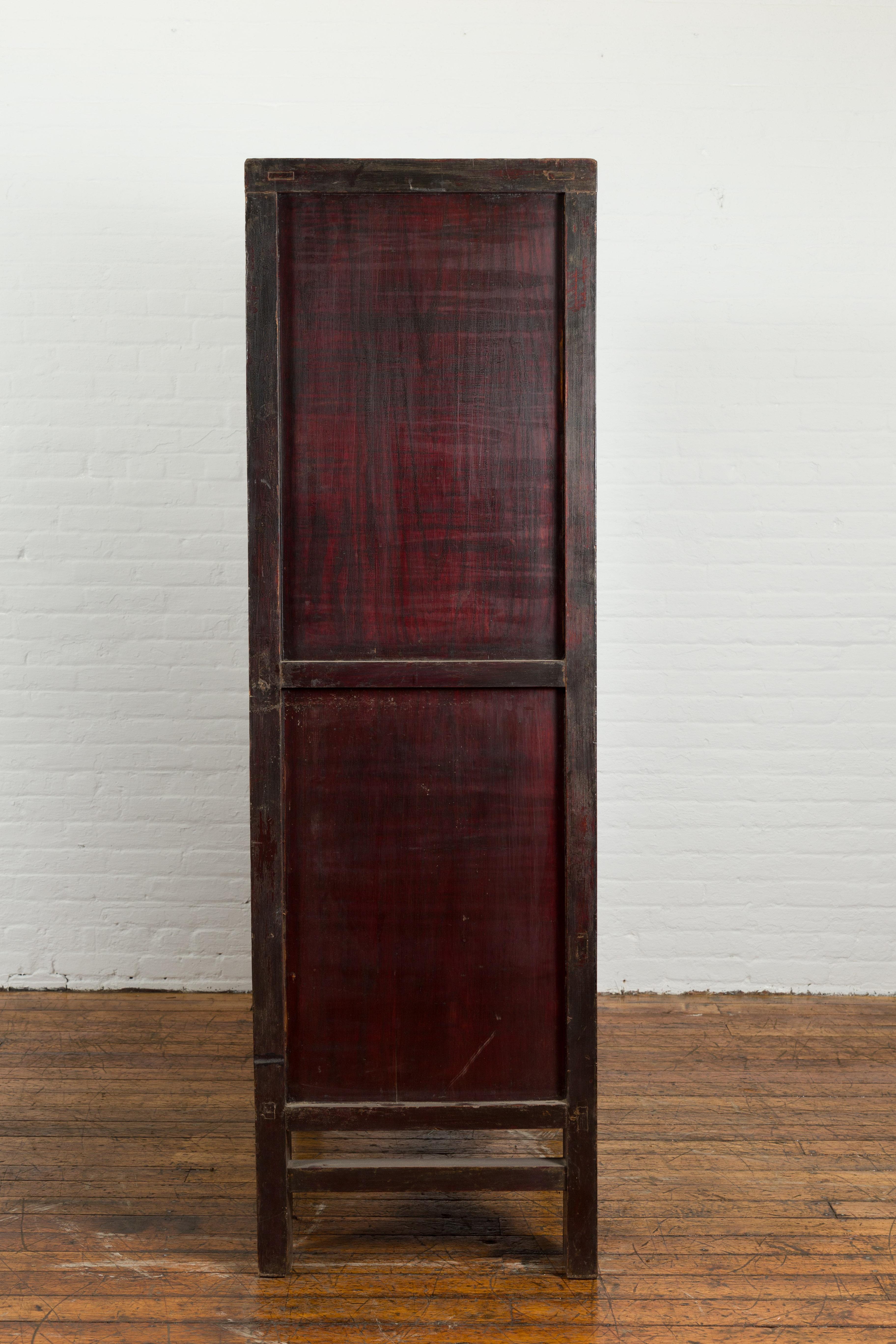 Chinese Qing Dynasty 19th Century Shanxi Cabinet with Original Black Lacquer For Sale 5