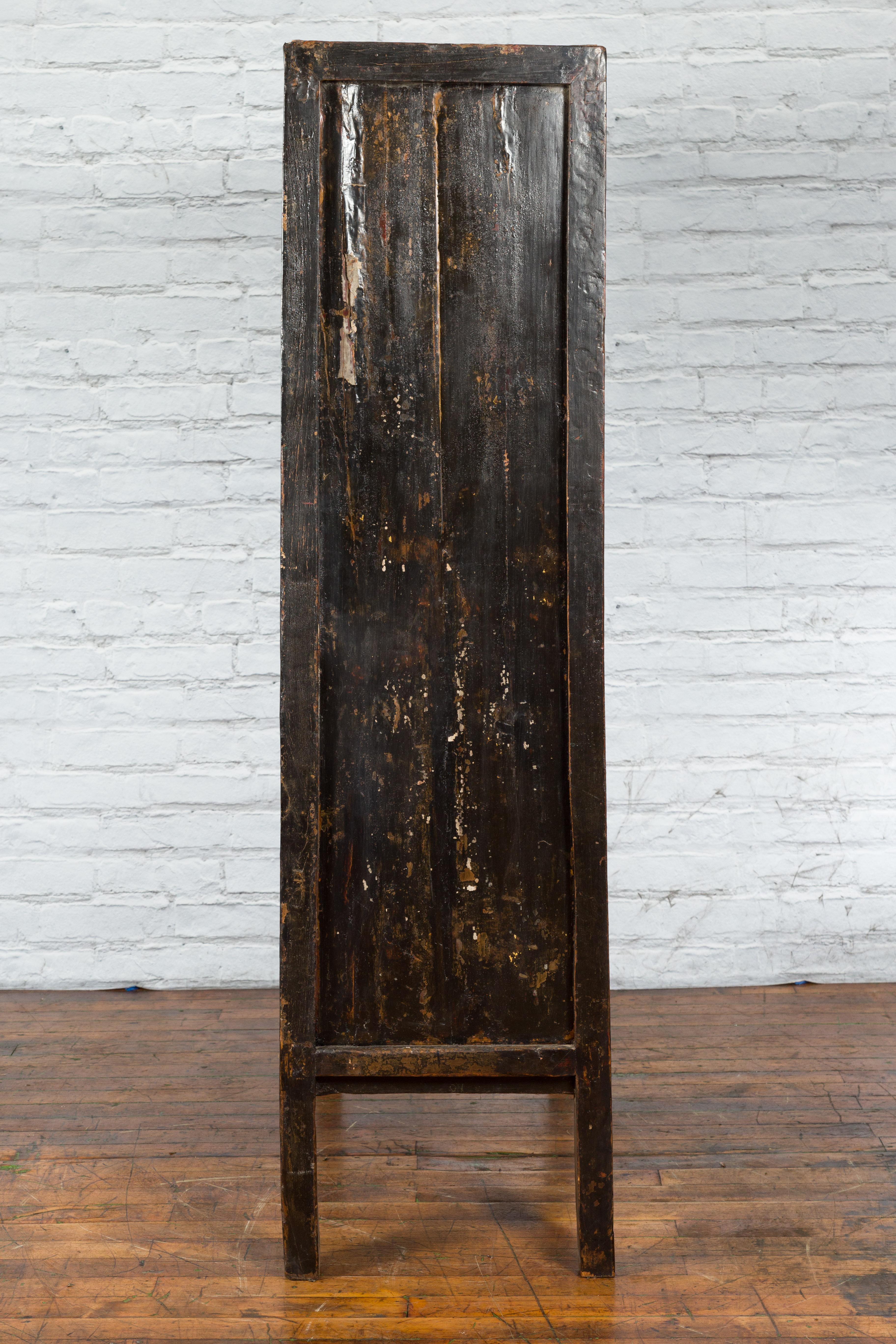 Chinese Qing Dynasty 19th Century Shanxi Cabinet with Original Black Lacquer For Sale 8