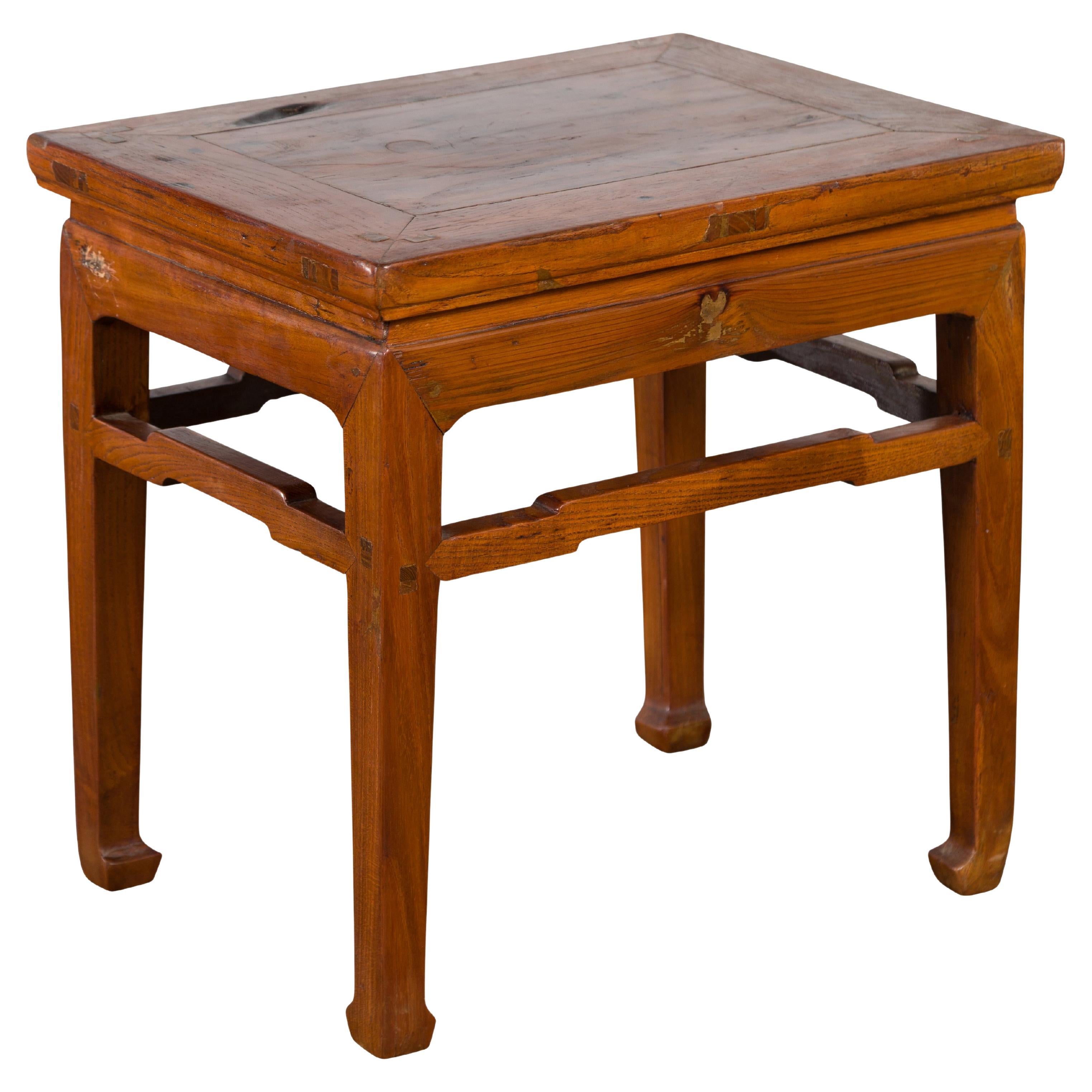 Chinese Qing Dynasty 19th Century Side Table with Humpback Stretchers For Sale