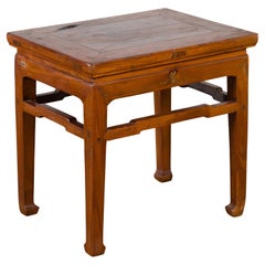 Chinese Qing Dynasty 19th Century Side Table with Humpback Stretchers