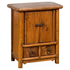 Chinese Qing Dynasty 19th Century Small Bedside Cabinet with Tapering Lines