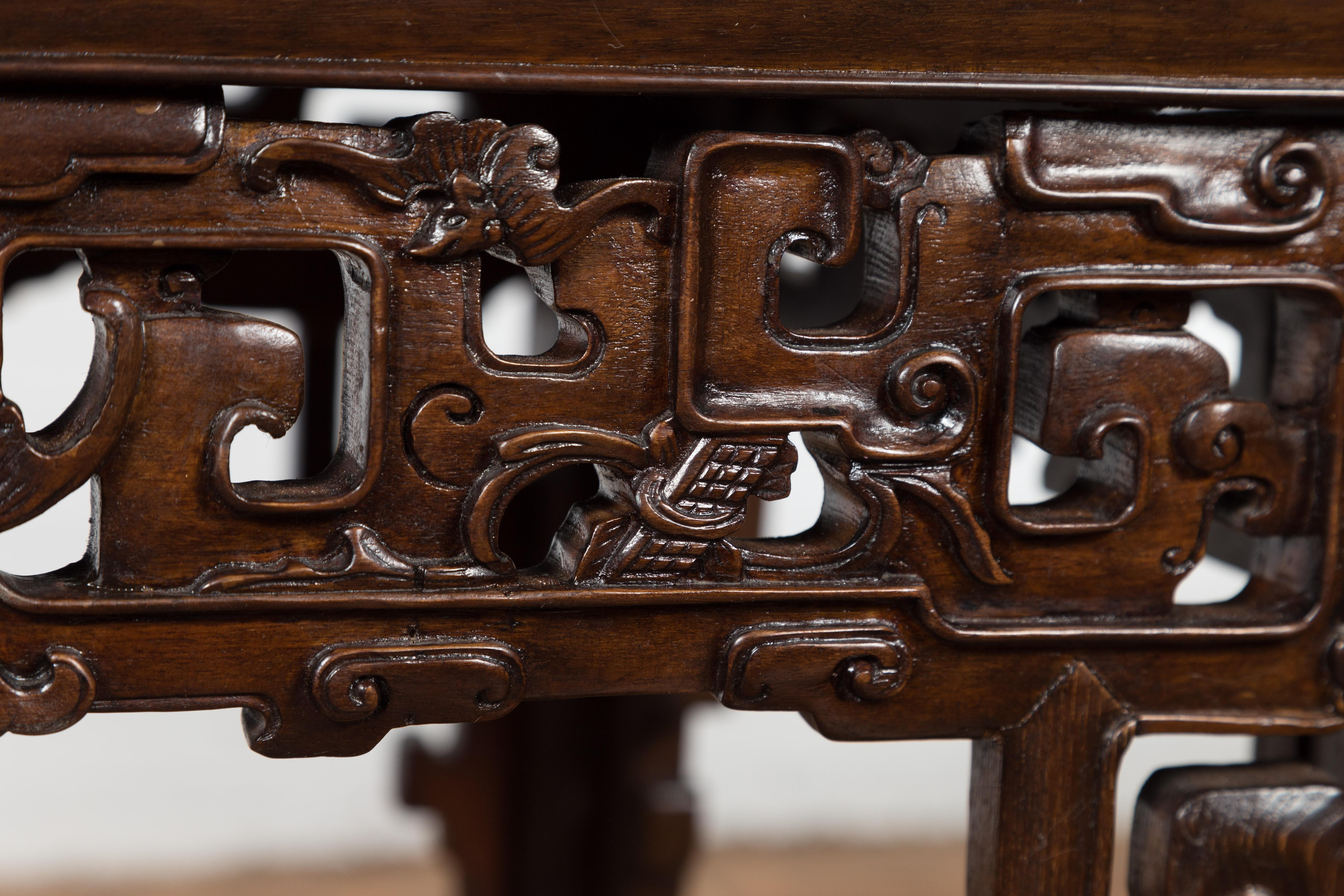 Chinese Qing Dynasty 19th Century Table with Carved Apron and Custom Lacquer For Sale 9