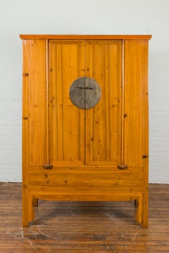 Chinese Tapered Cabinet with Round Medallion Hardware