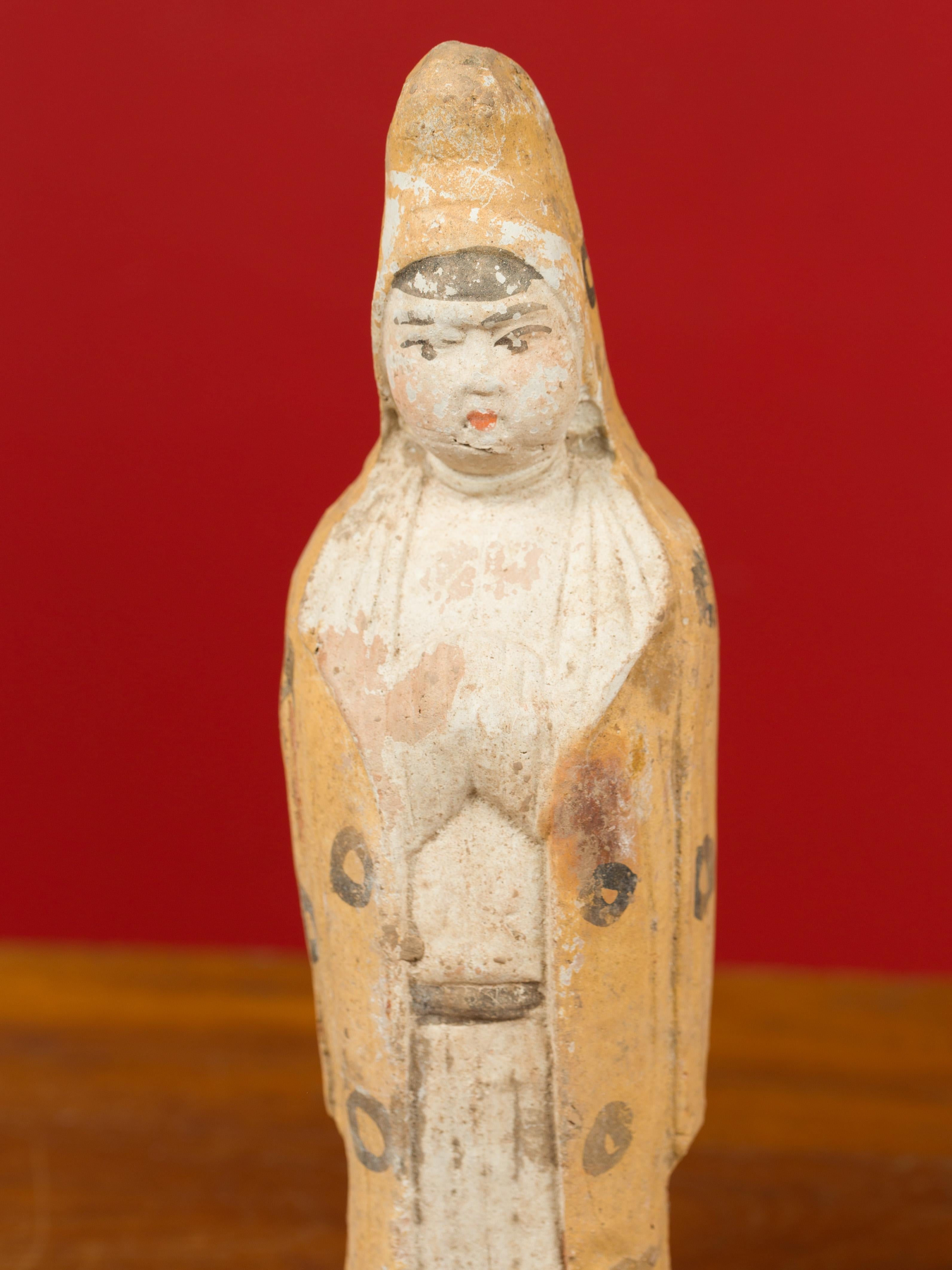 Chinese Qing Dynasty 19th Century Terracotta Priestess with Original Paint 1