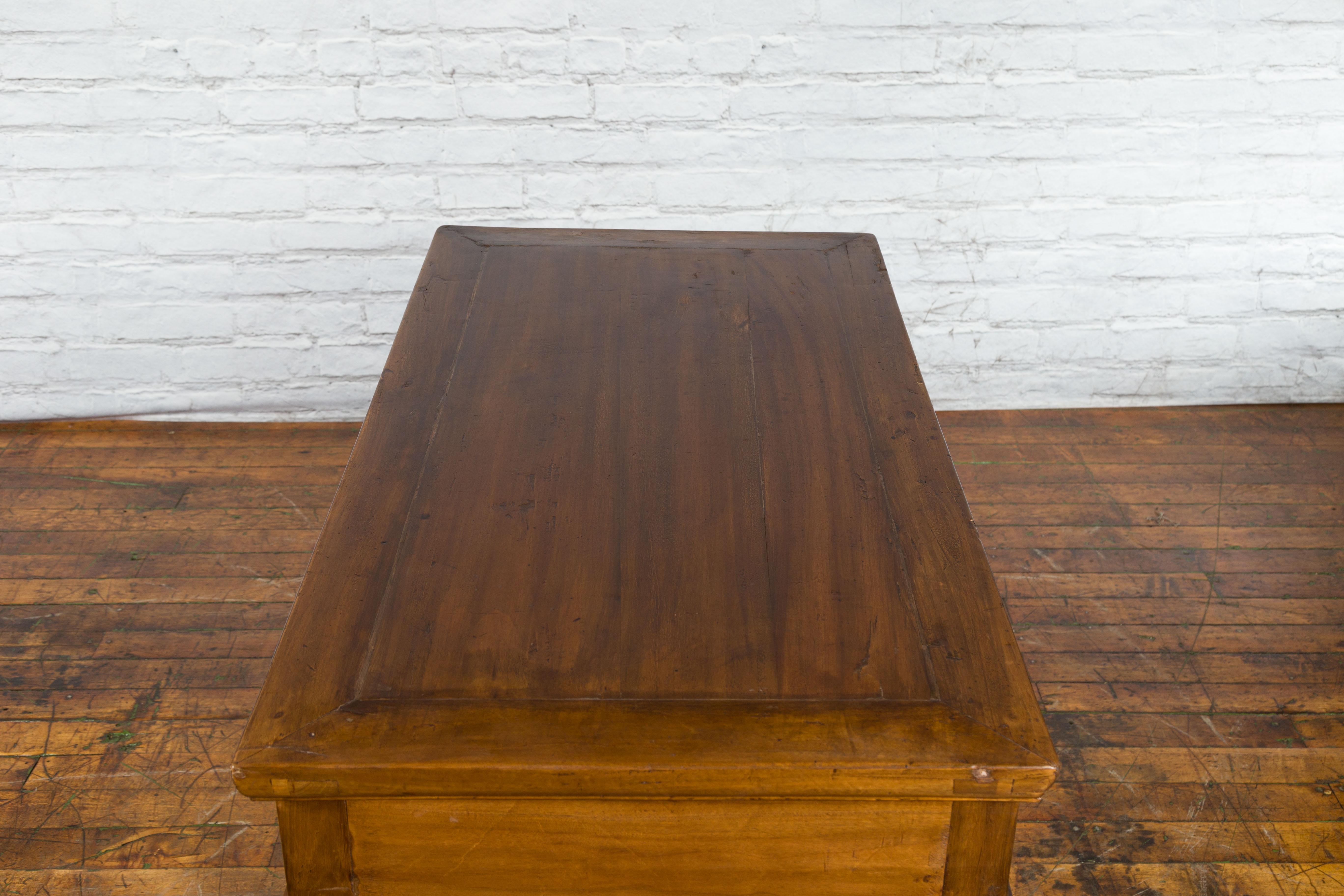 Chinese Qing Dynasty 19th Century Two-Drawer Desk with Bronze Butterfly Hardware For Sale 11