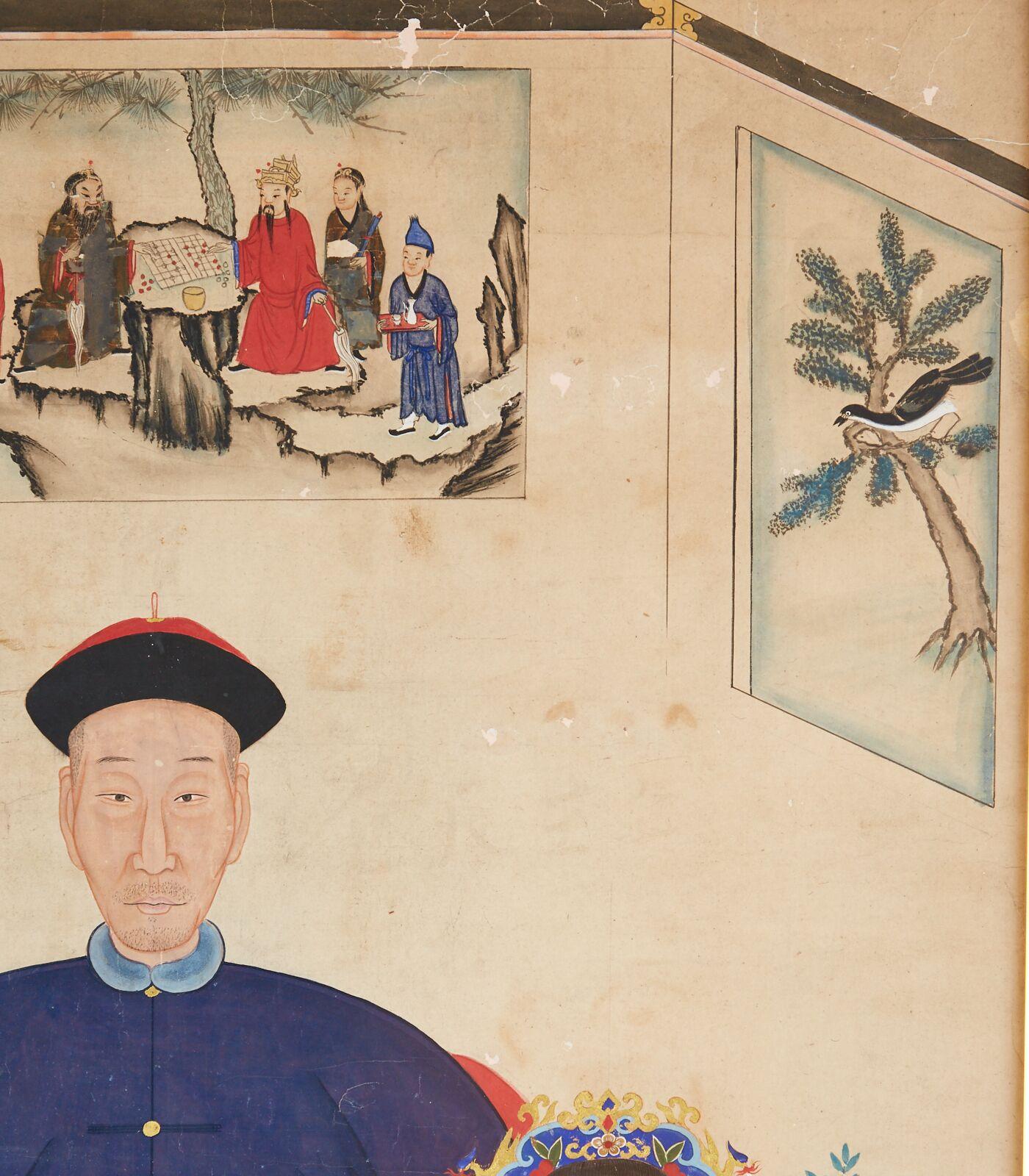 Portrait ancestral de la dynastie chinoise Qing monté et encadré 5