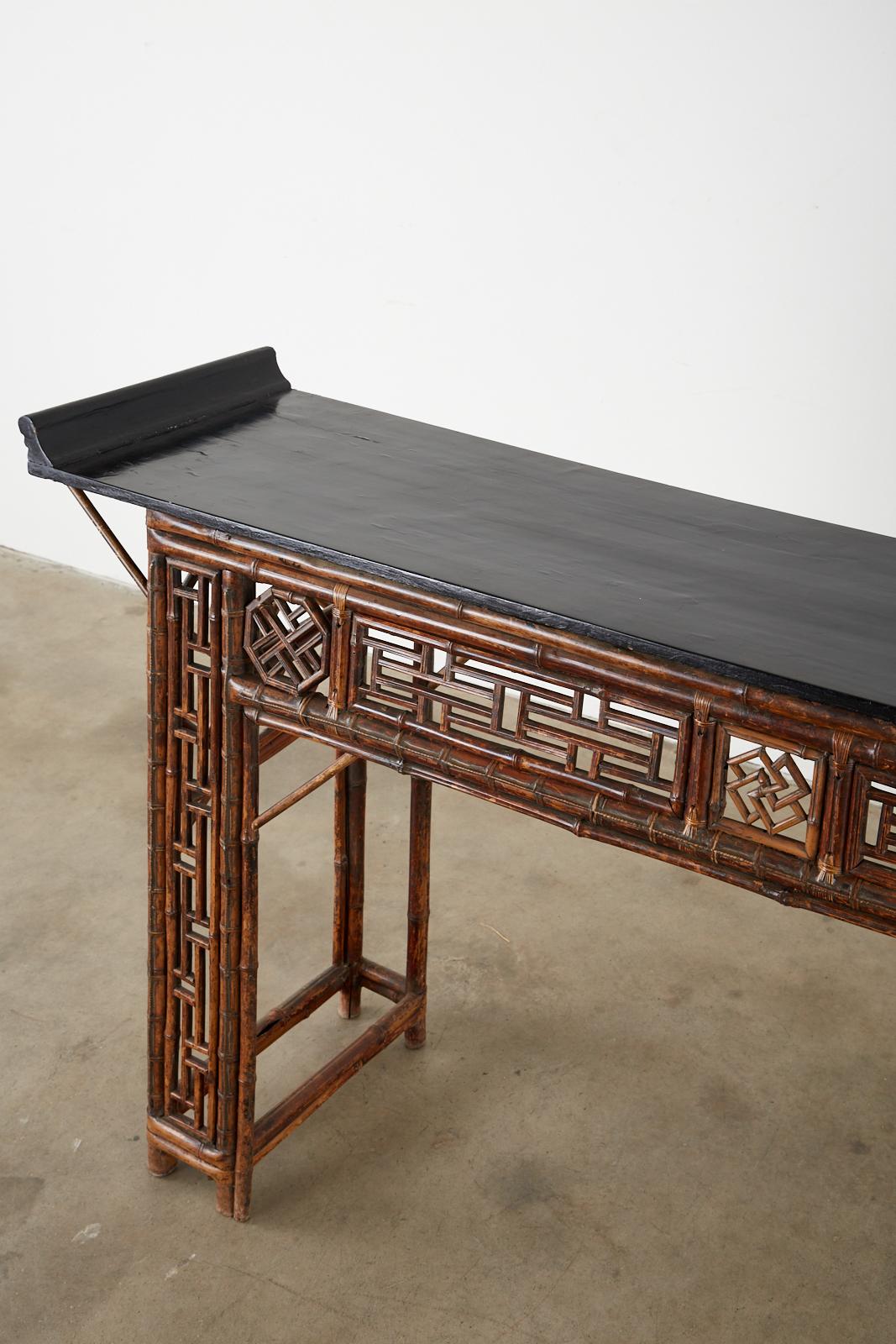19th Century Chinese Qing Dynasty Bamboo Altar Table Console