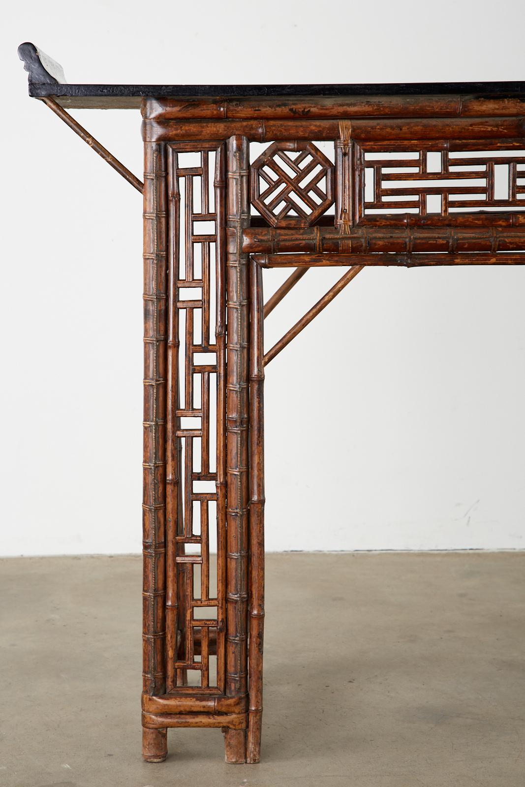 Chinese Qing Dynasty Bamboo Altar Table Console 2