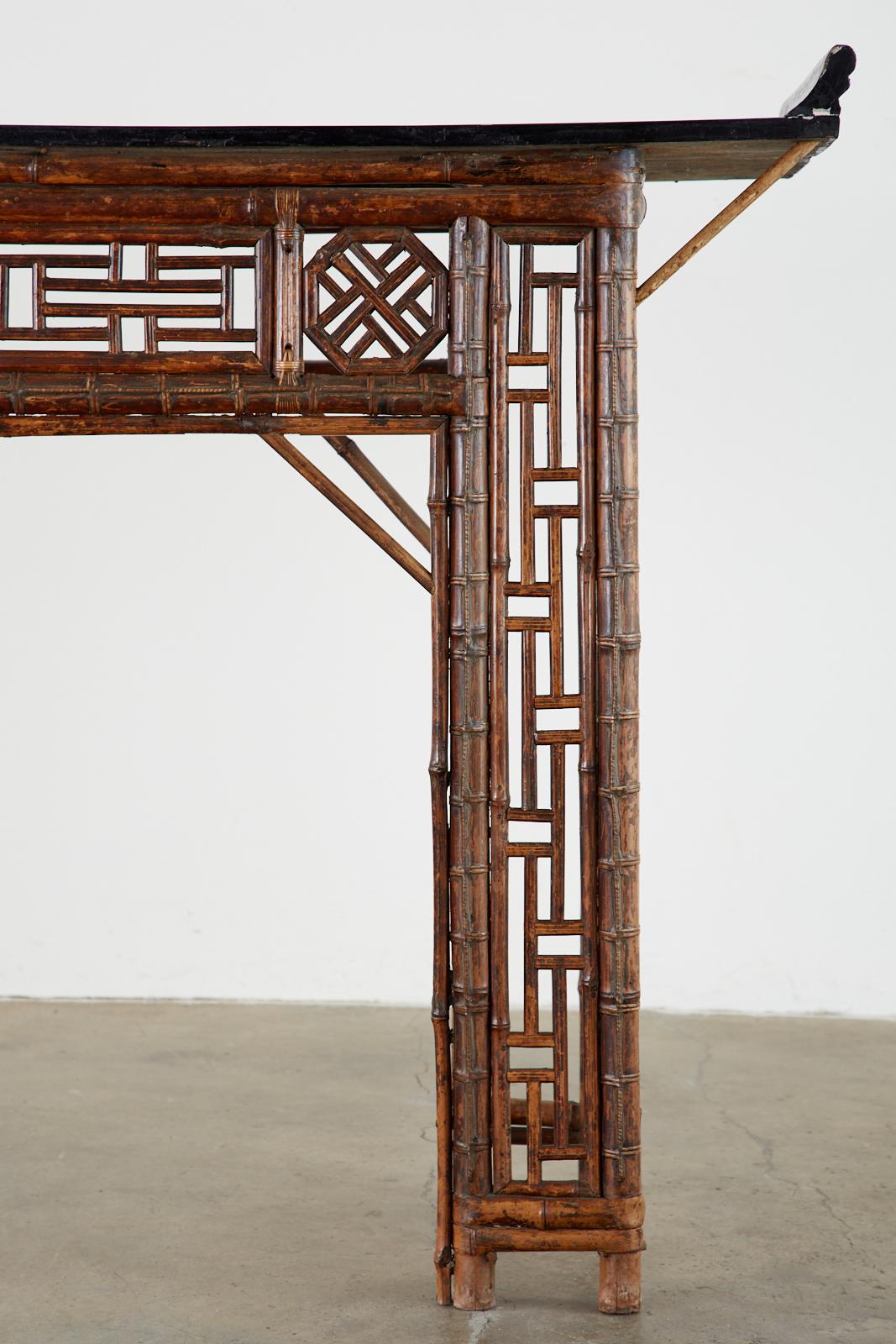 Chinese Qing Dynasty Bamboo Altar Table Console 4