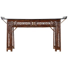 Chinese Qing Dynasty Bamboo Altar Table Console