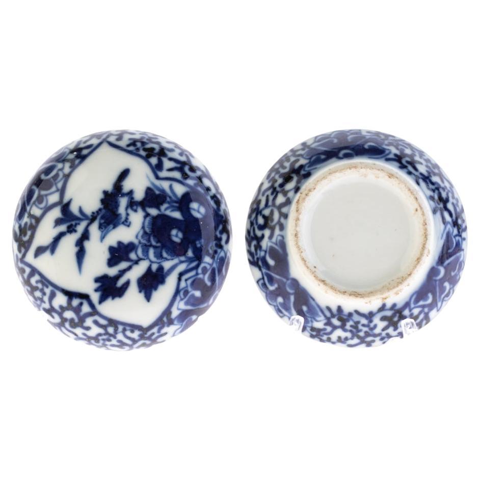 Chinese Qing Dynasty Blue & White Porcelain Blossoms Lidded Box 19th Century