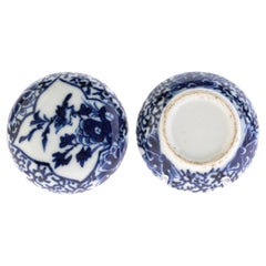 Chinese Qing Dynasty Blue & White Porcelain Blossoms Lidded Box 19th Century
