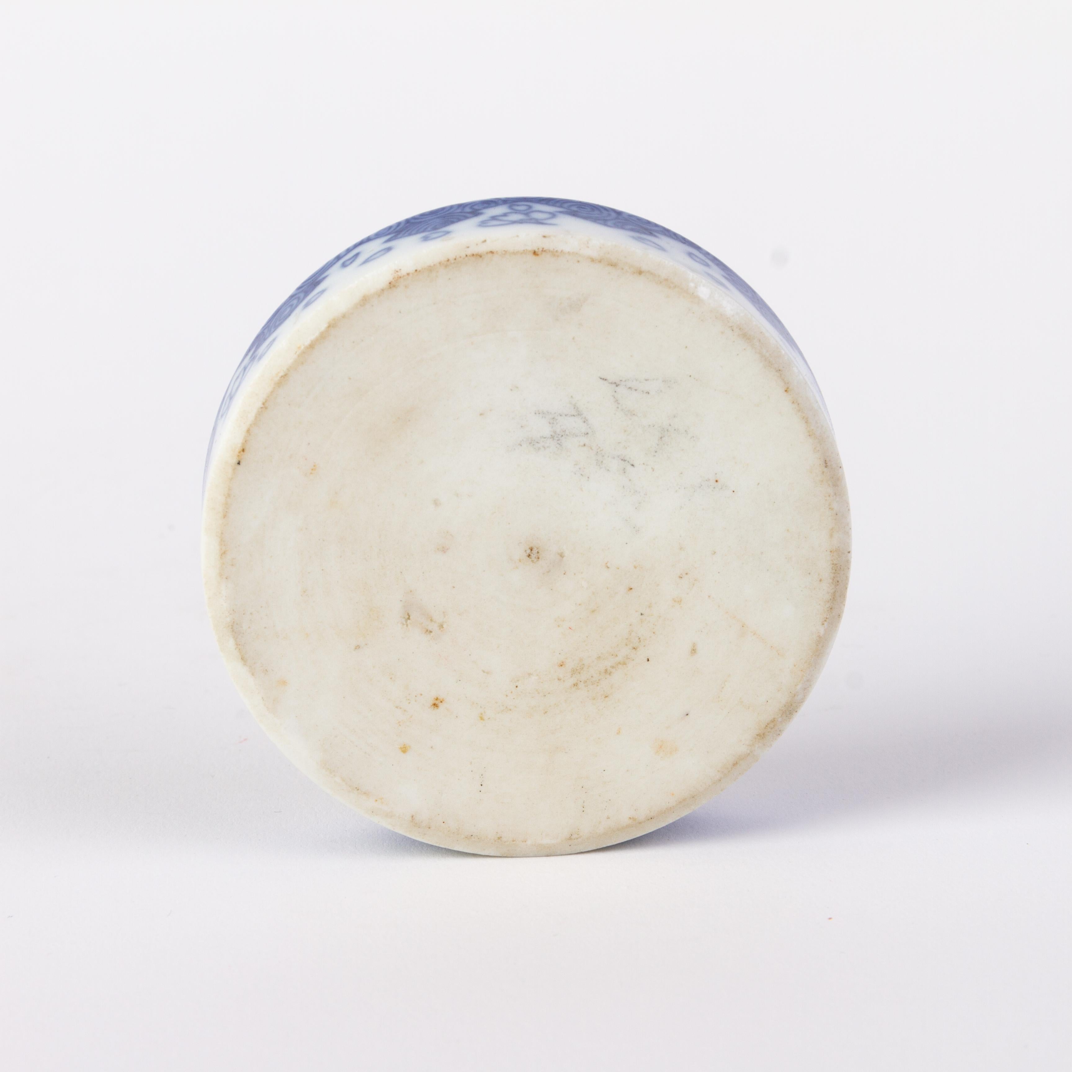 Chinese Qing Dynasty Blue & White Porcelain Landscape Lidded Box 19th Century 2