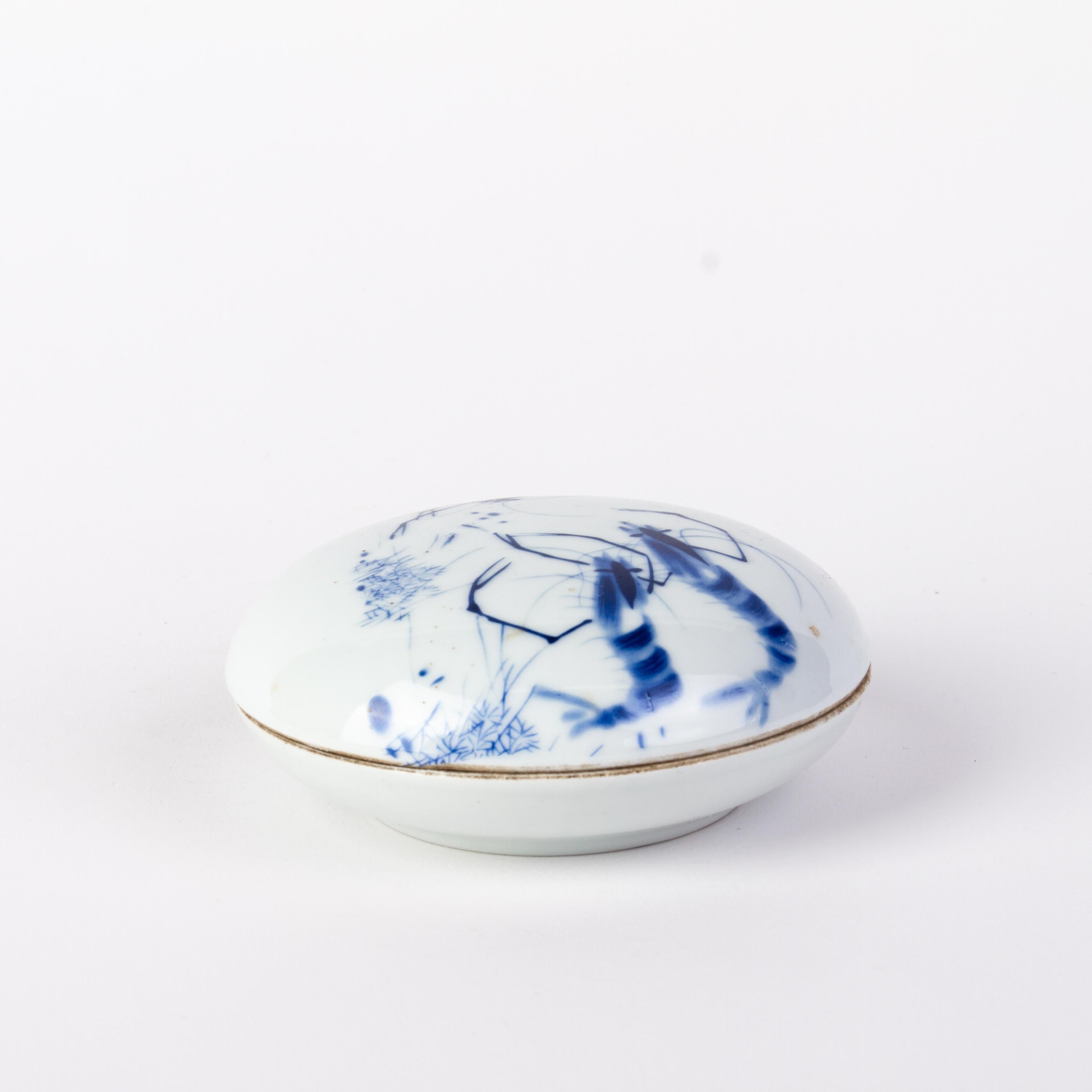 Chinese Qing dynasty Blue & White Porcelain Lidded Paste Box 19th Century 
Good condition overall
From a private collection.
Free international shipping.