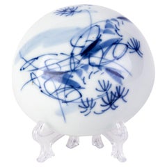 Chinesische Qing Dynasty Blau-Weiß-Porzellan-Dose mit Deckel 19. 