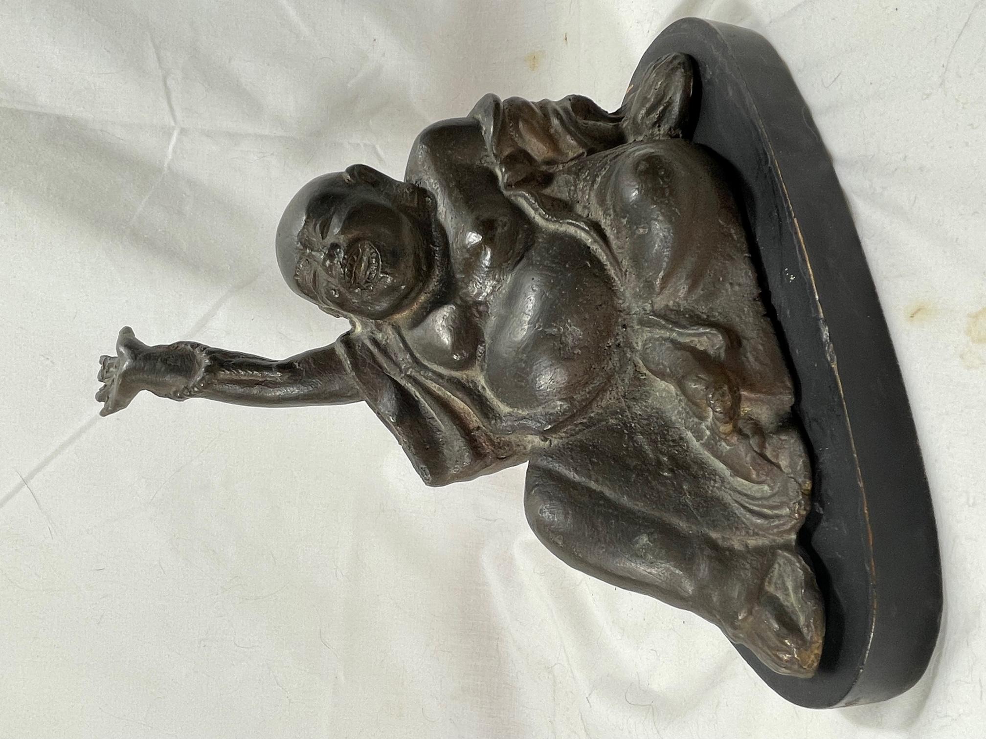 Cast Chinese Qing Dynasty Bronze Statue of Seated Happy Maitreya Buddha For Sale