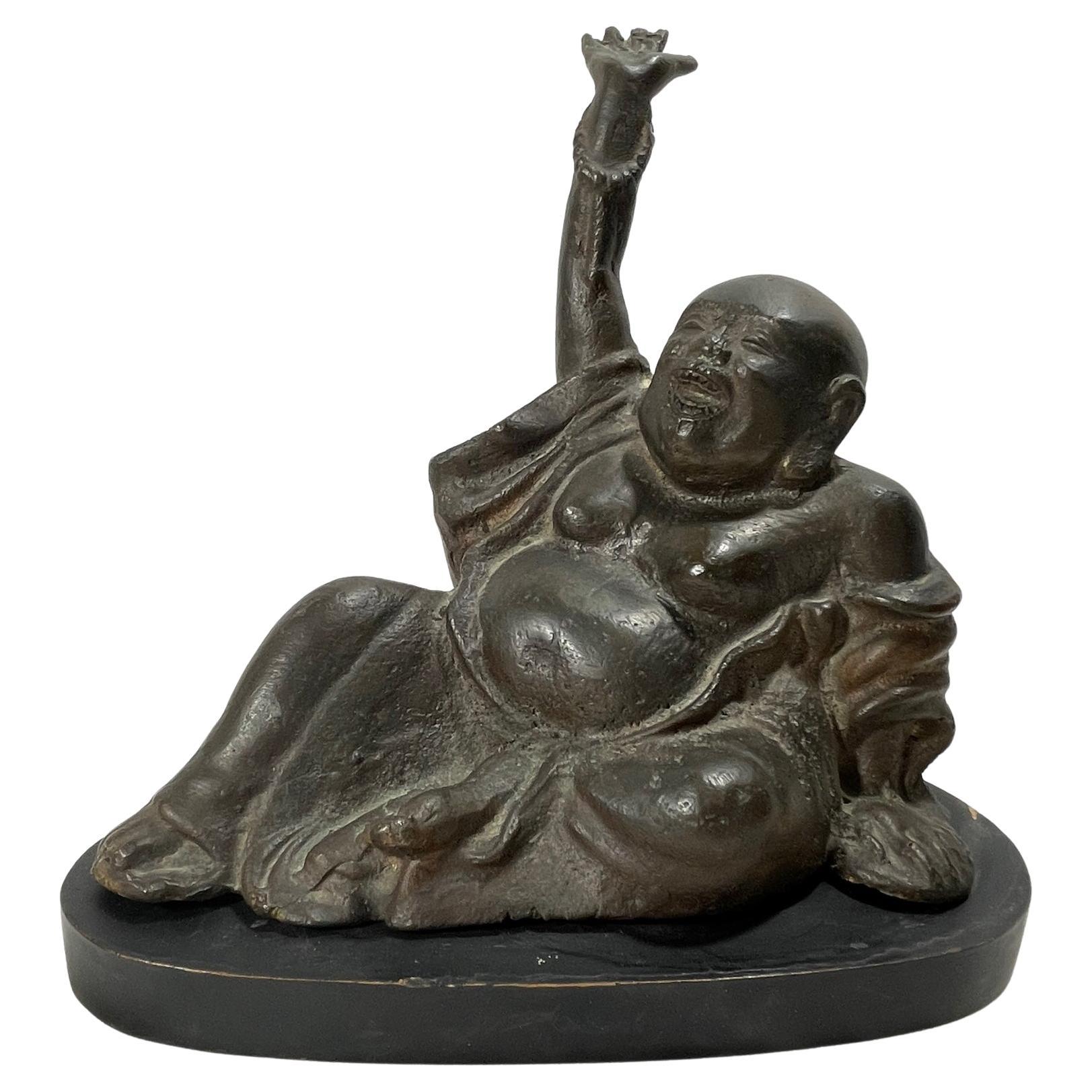 LP23224 THE LEONARDO COLLECTION BRONZE HAPPY ARMS UP BUDDHA STATUE STYLE