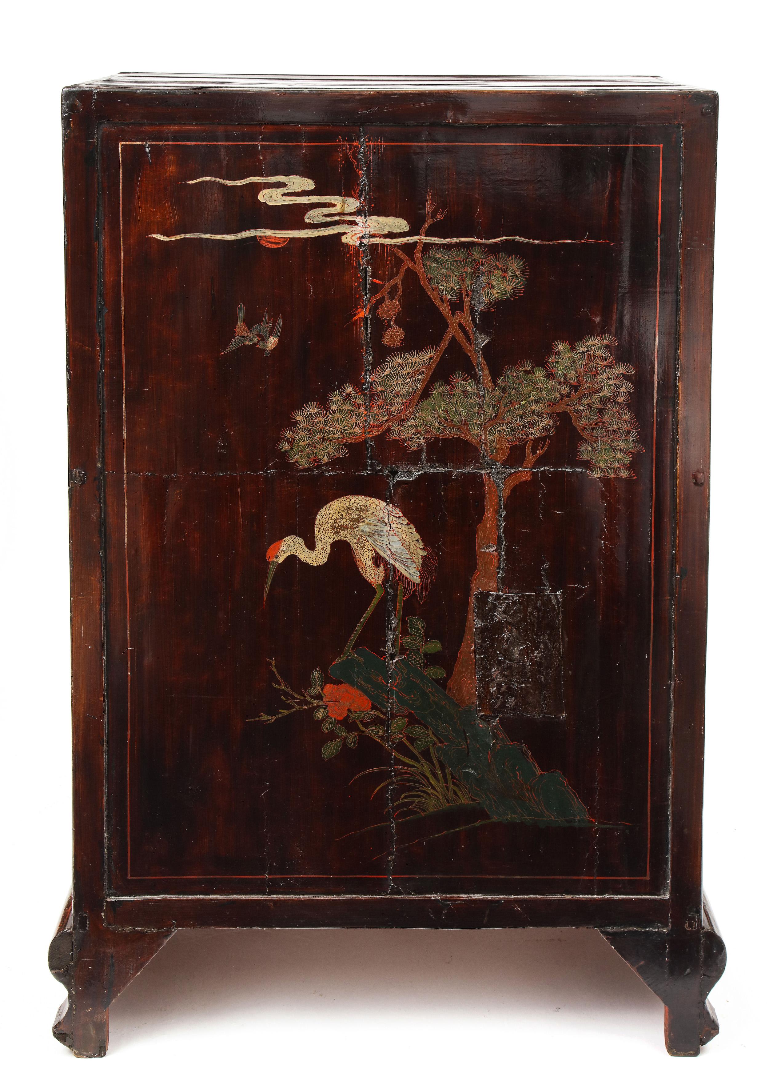 Chinese Qing Dynasty Brown Coromandel Lacquer Cabinet 5
