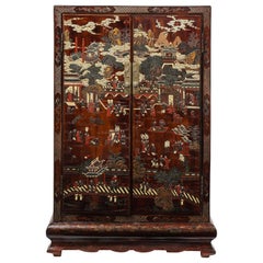 Chinese Qing Dynasty Brown Coromandel Lacquer Cabinet