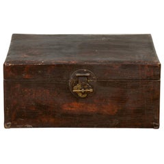 Used Camphor Blanket Chest with Distressed Patina and Brass Lock, Qing Dynasty Period