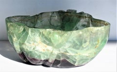 Chinese Qing Dynasty Carved Fluorite Bowl on Stand