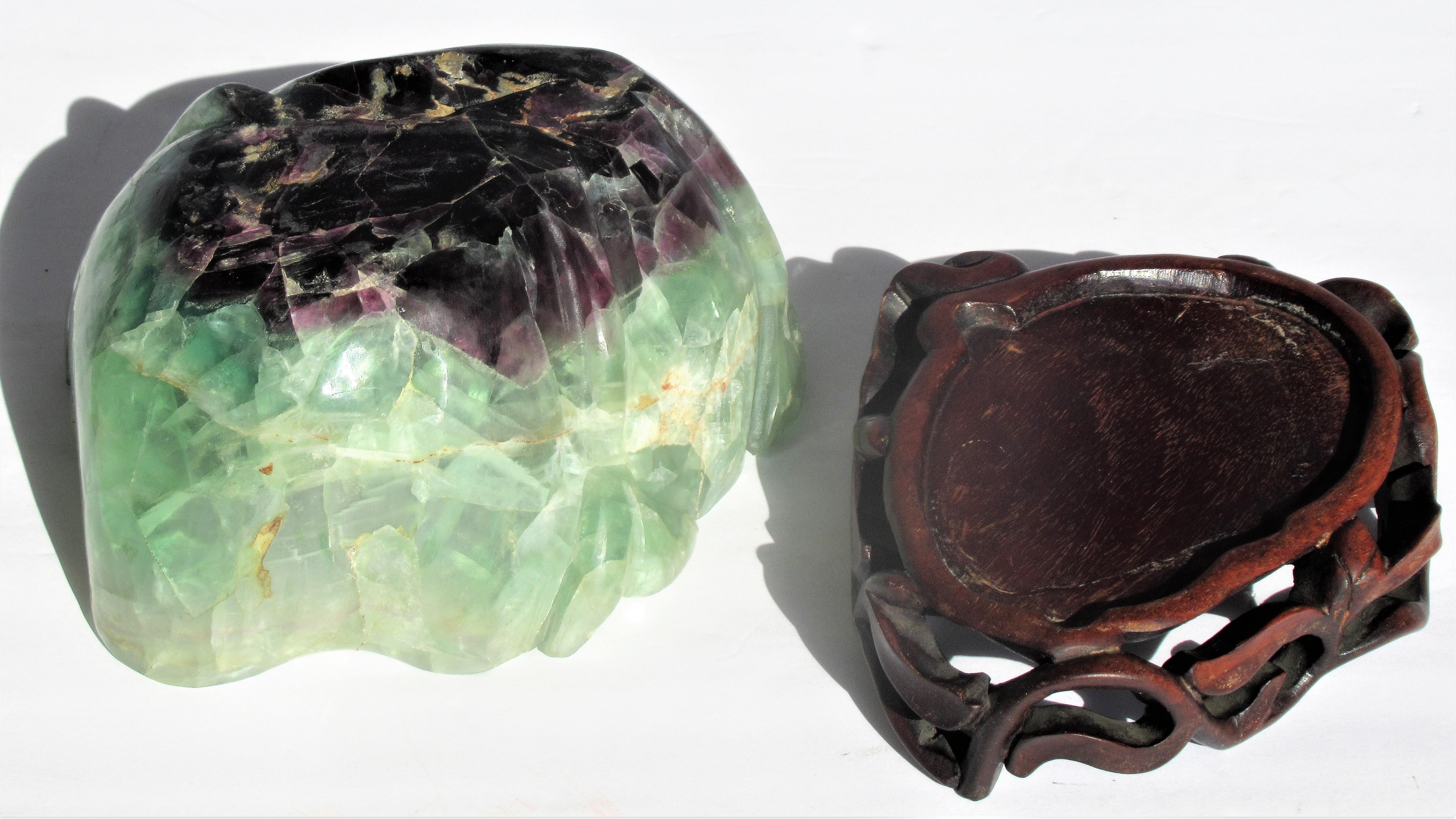 Chinese Qing Dynasty Carved Fluorite Bowl on Stand 3