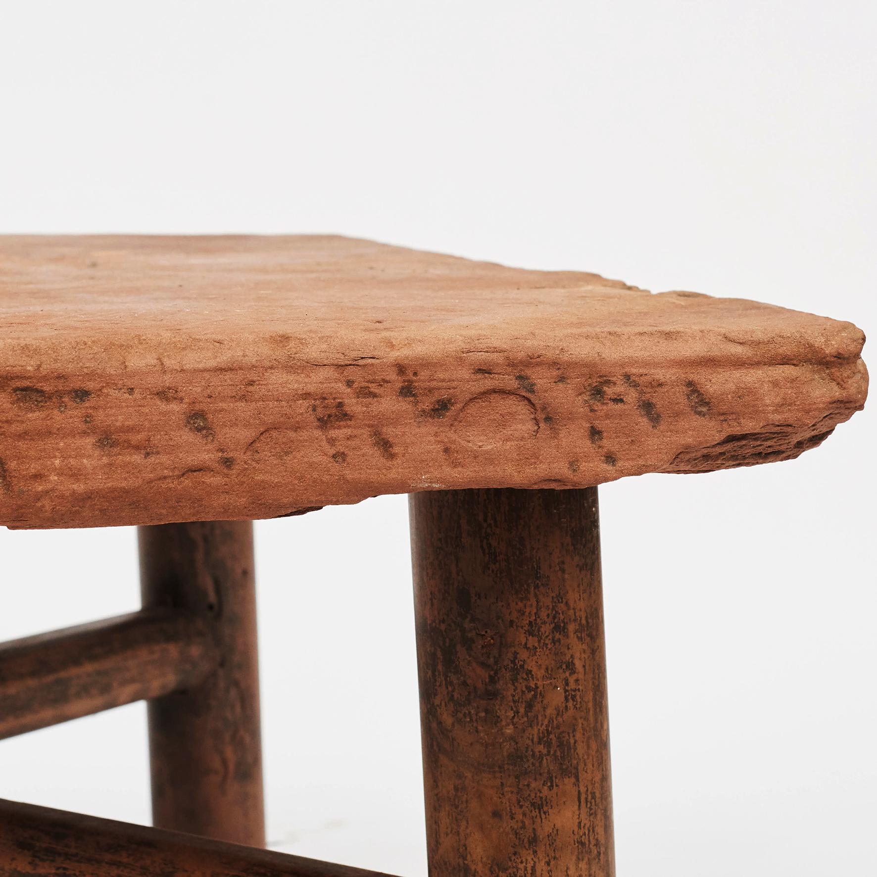 Chinese Qing Dynasty Coffee Table with Stone Table Top and Basswood Frame 1