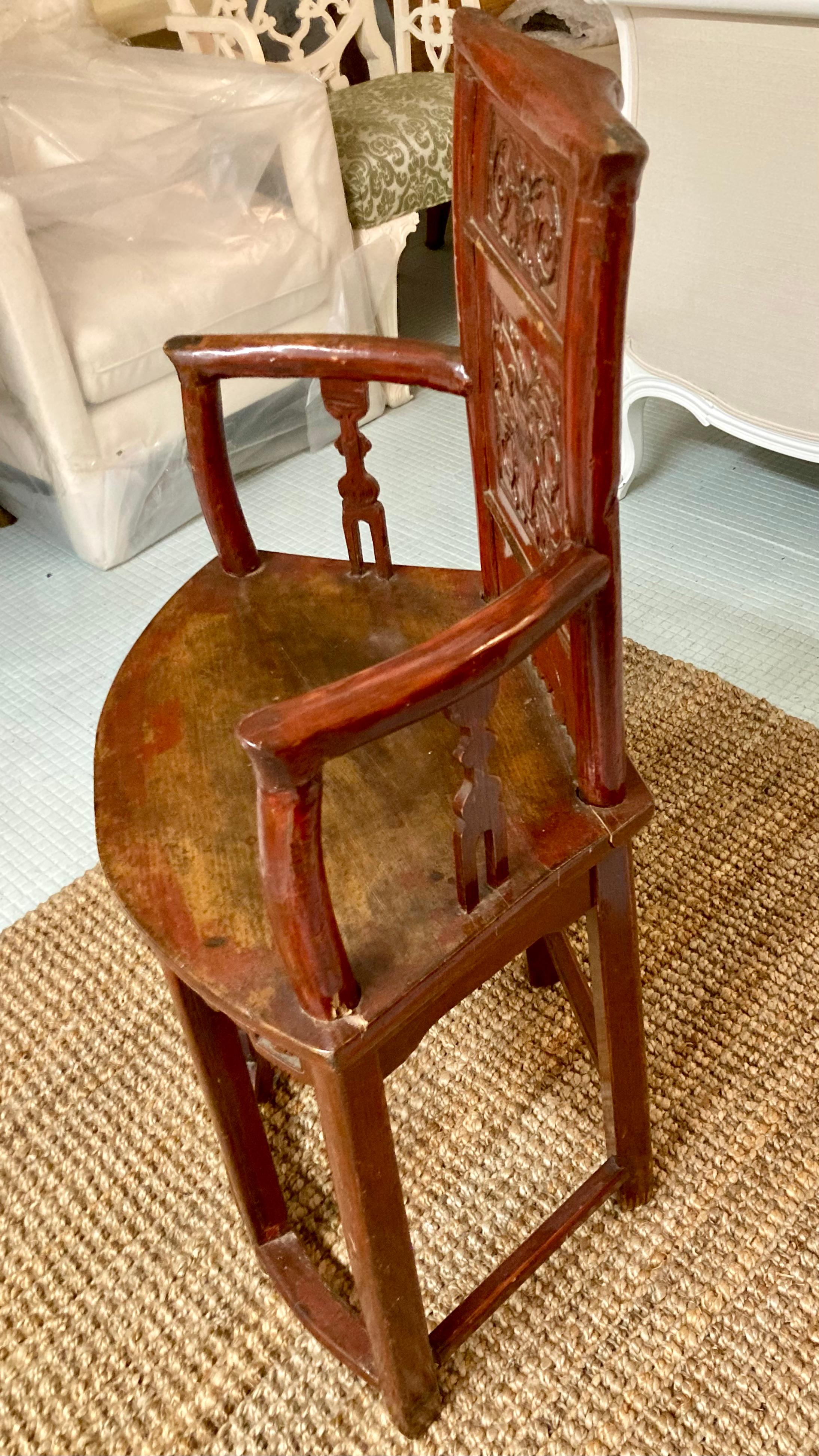 Wood Chinese Qing Dynasty Corner Chair For Sale