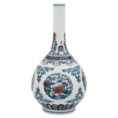 Chinese Qing Dynasty Doucai Lotus Porcelain Vase