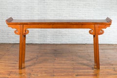 19th Century Qing Dynasty Elmwood Altar Table with Cloud Motifs and Vivid Patina