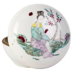 Antique Chinese Qing Dynasty Famille Rose Porcelain Lidded Box 19th Century