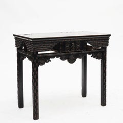 Chinese Qing Dynasty "Faux Bamboo" Black Lacquer Console Table