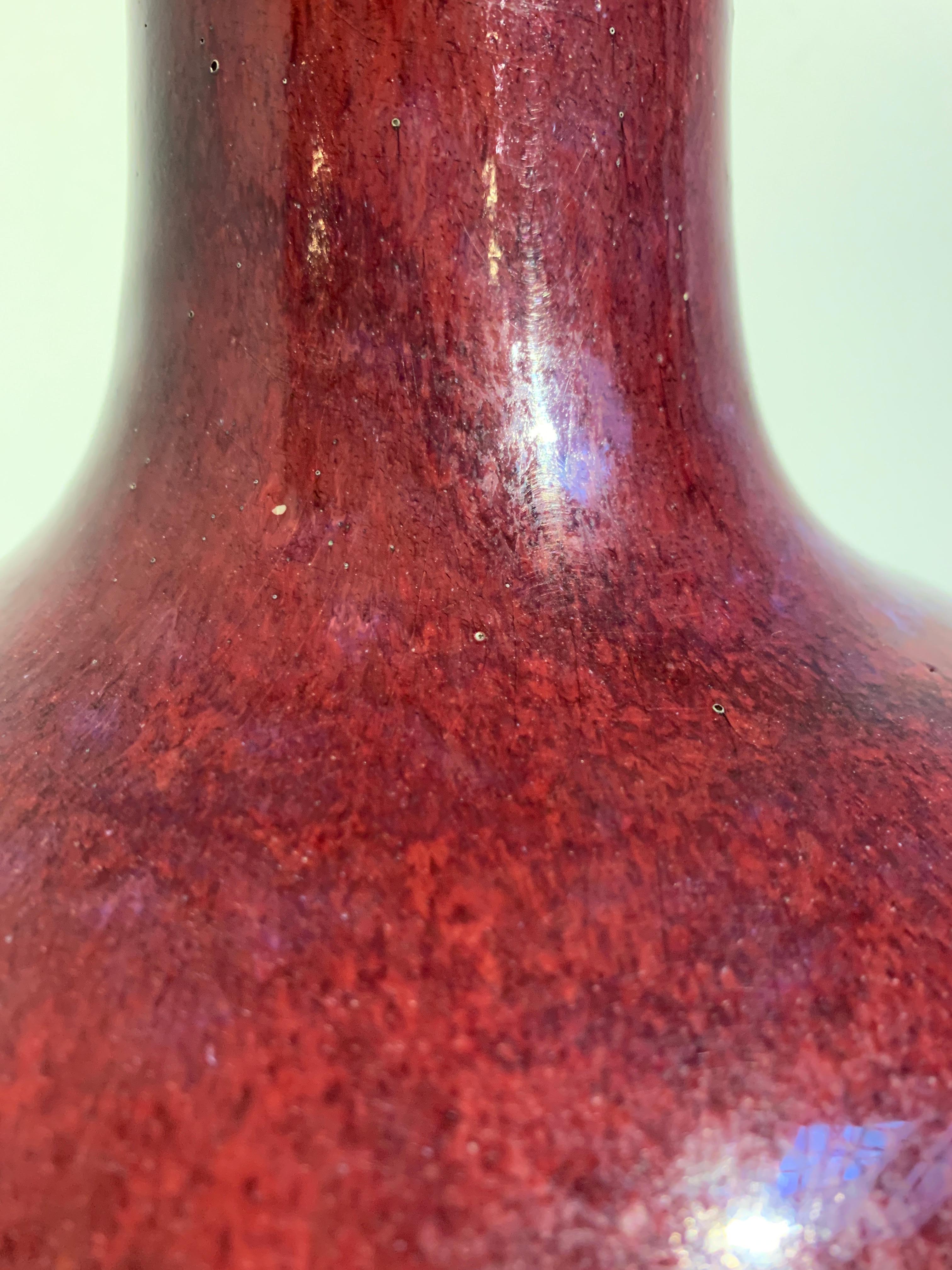 Chinese Qing Dynasty Flambé Glazed Bottle Vase, Tianqiuping, Late 19th Century For Sale 1