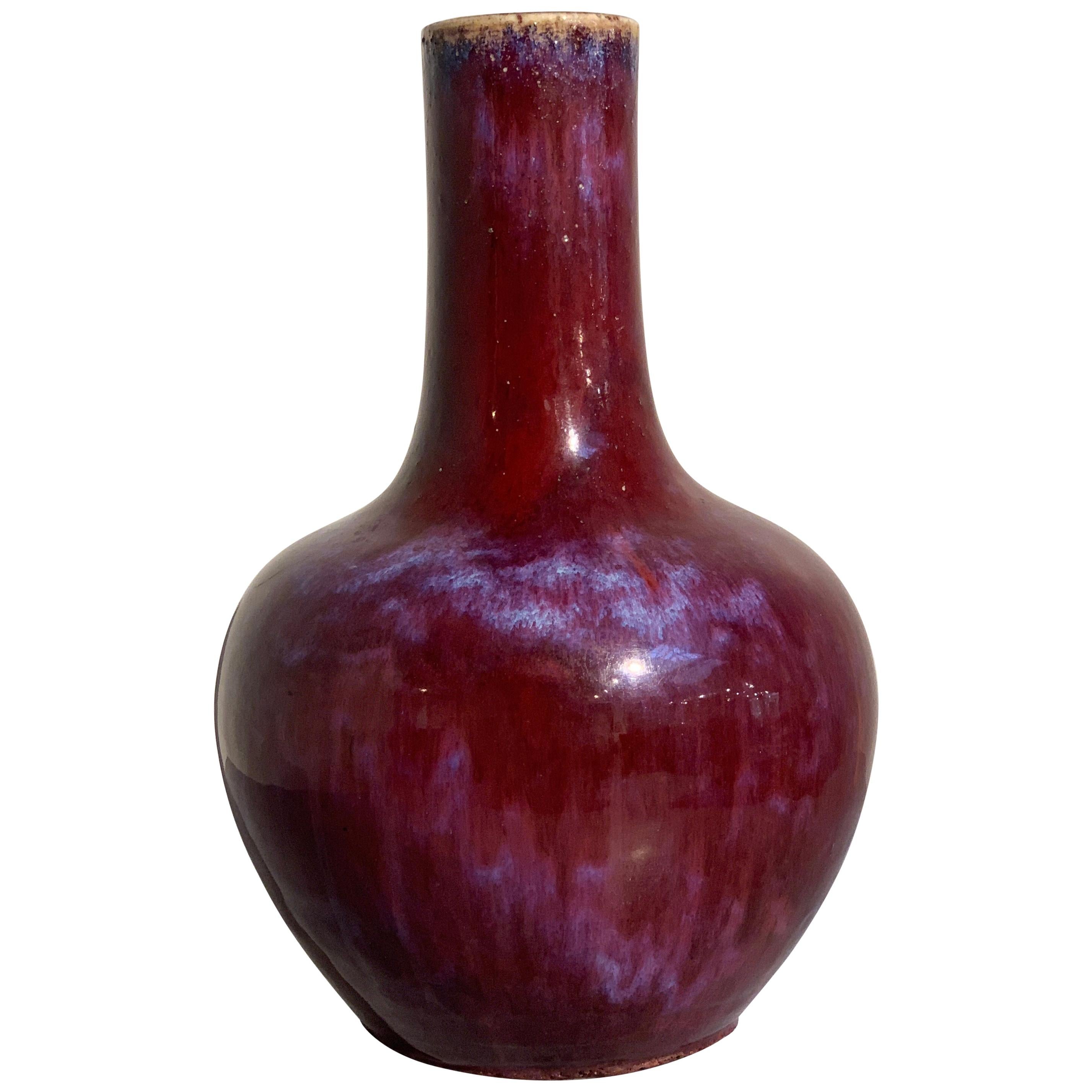 Chinese Qing Dynasty Flambé Glazed Bottle Vase, Tianqiuping, Late 19th Century