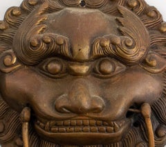 Vergoldete Bronze-Löwenkopfgriffe aus der chinesischen Qing-Dynastie