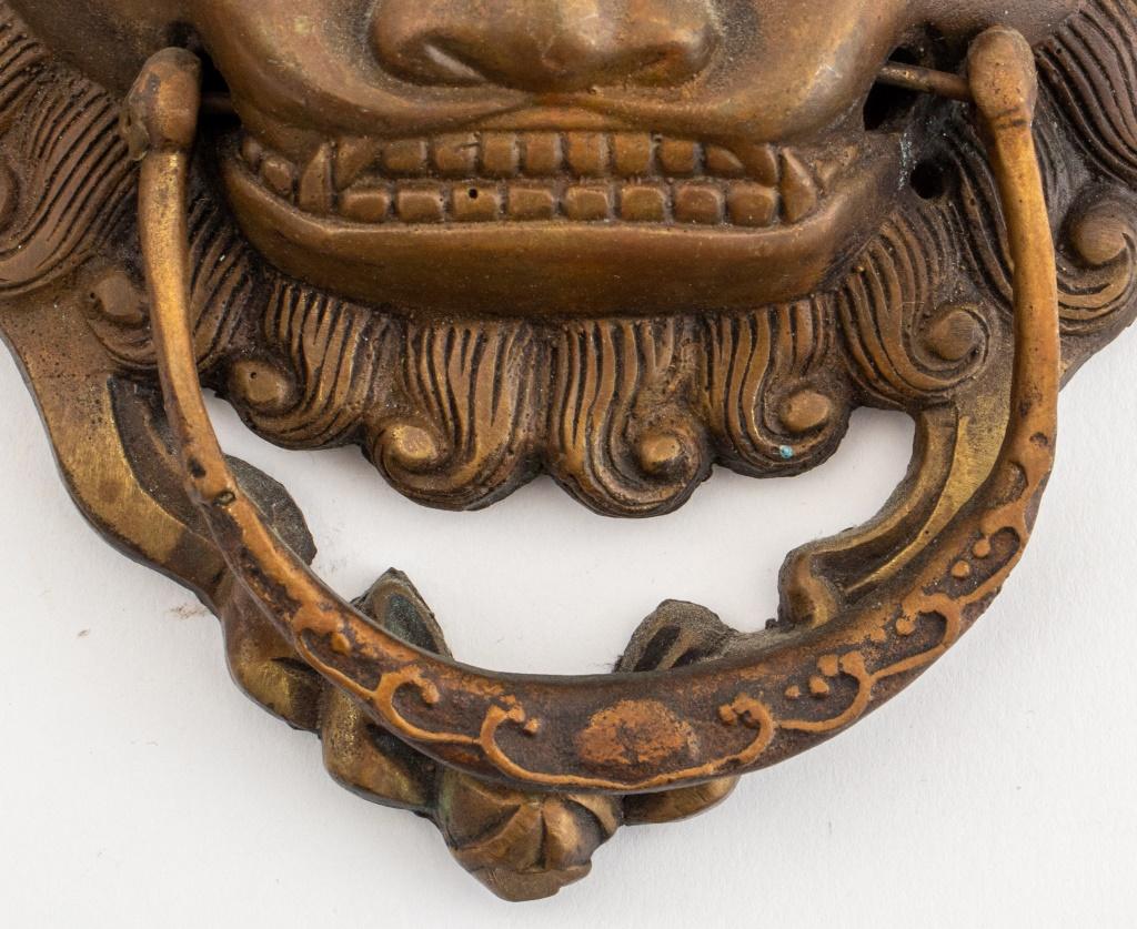 20th Century Chinese Qing Dynasty Gilt Bronze Lion's Head Pulls