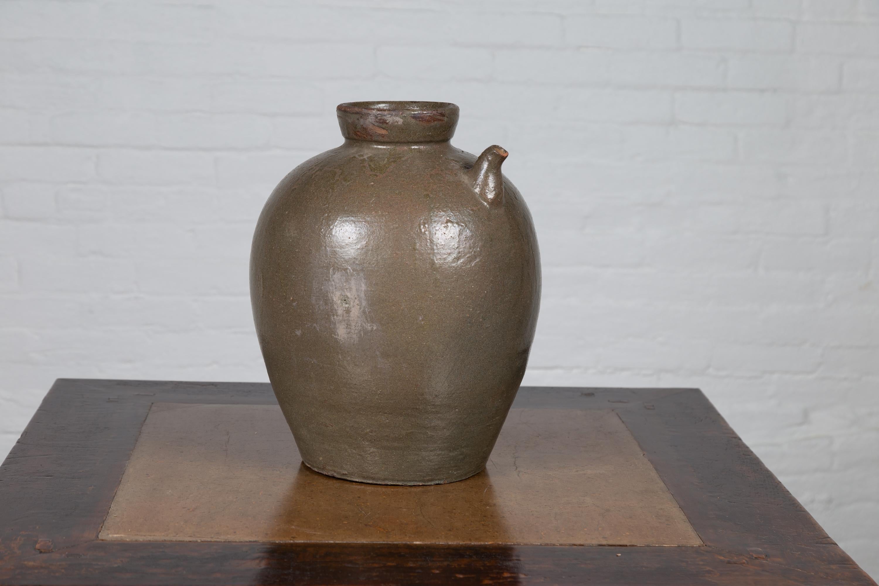 Chinese Qing Dynasty Glazed Water Jug with Petite Spout from the 19th Century For Sale 3