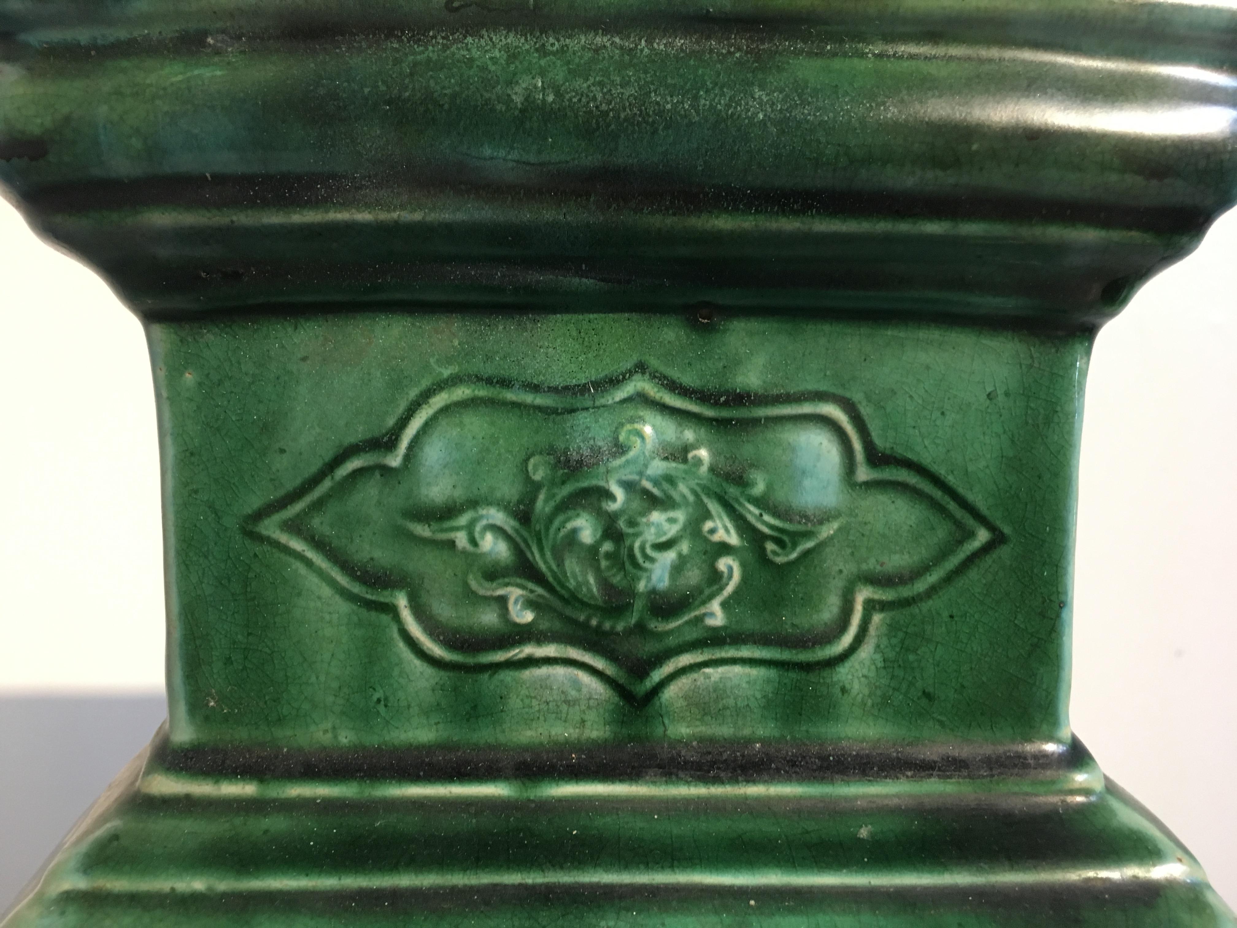 Chinese Qing Dynasty Green Glazed Incense Burner, Late 19th Century For Sale 4