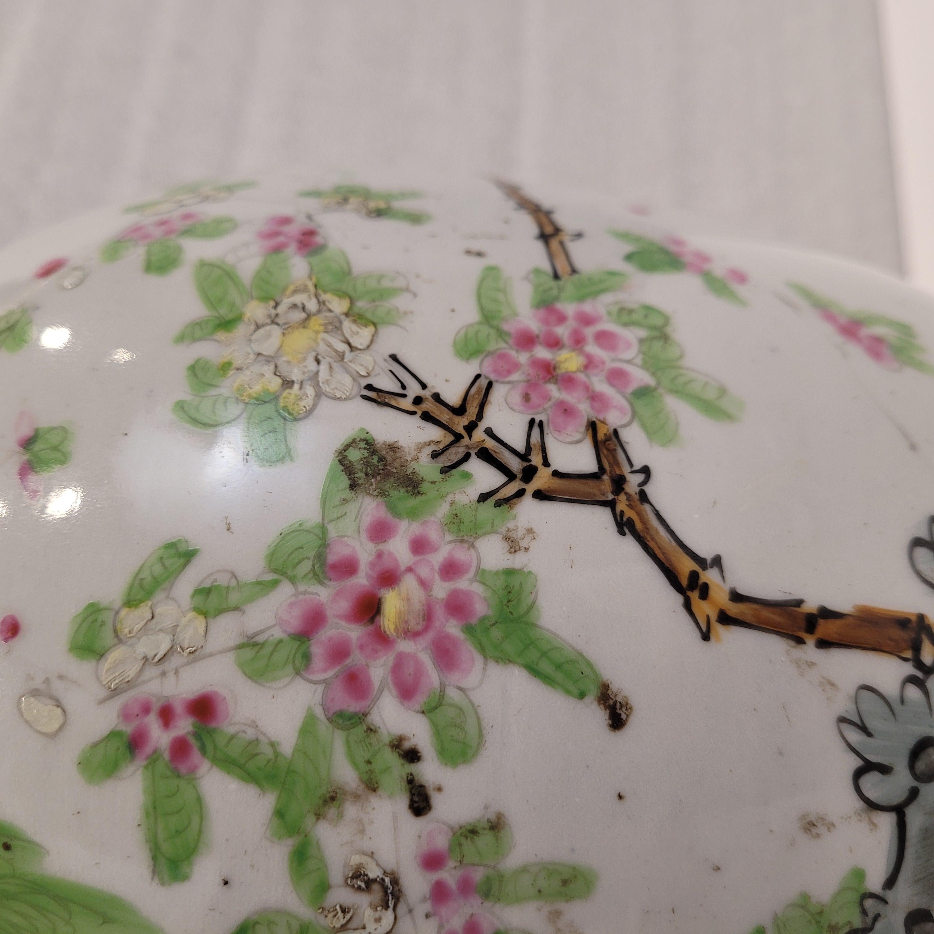 Vaso di zenzero verde e rosa della dinastia Qing cinese 